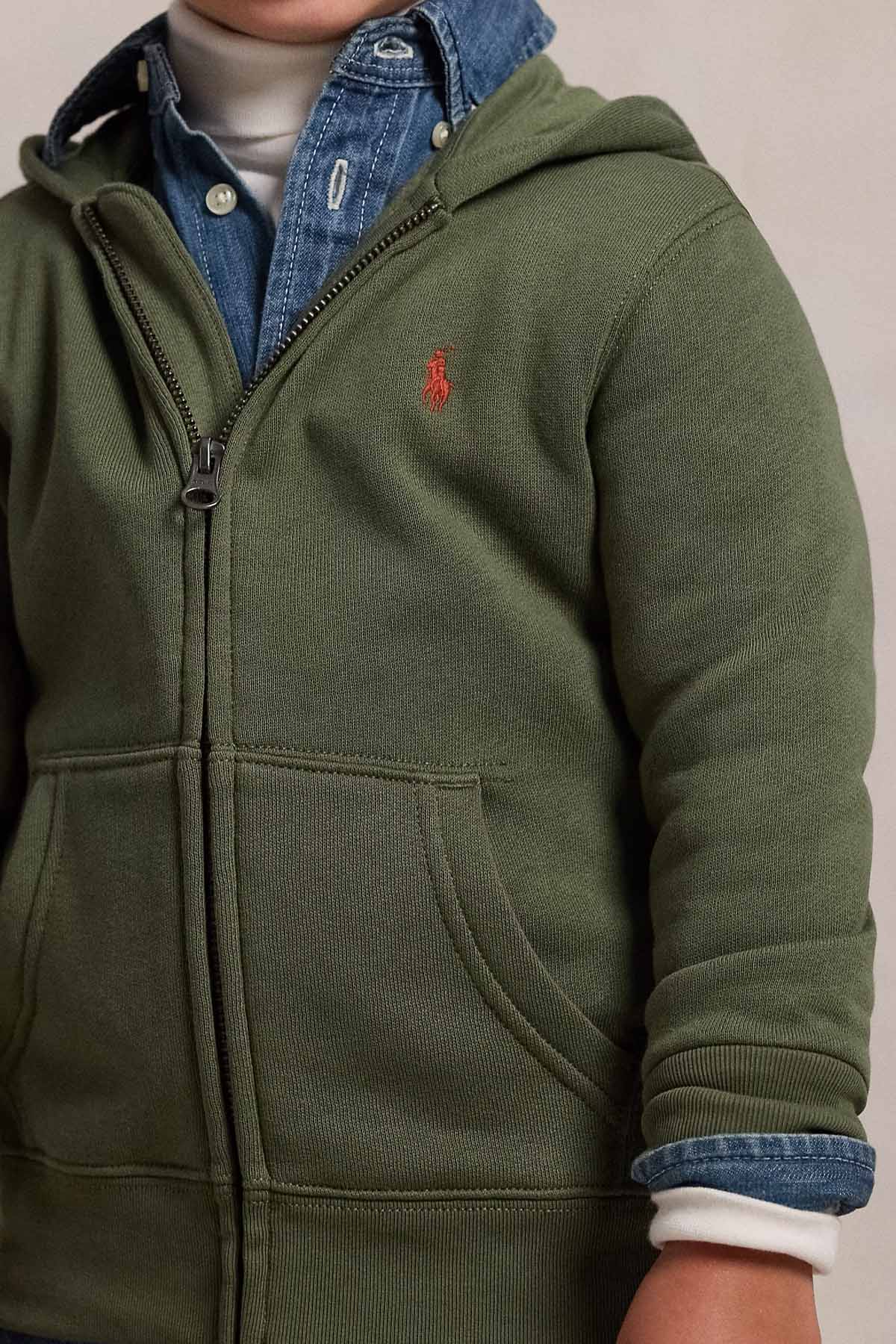 Polo Ralph Lauren Kids 5-7 Yaş Unisex Çocuk Şardonlu Kapüşonlu Sweatshirt Ceket