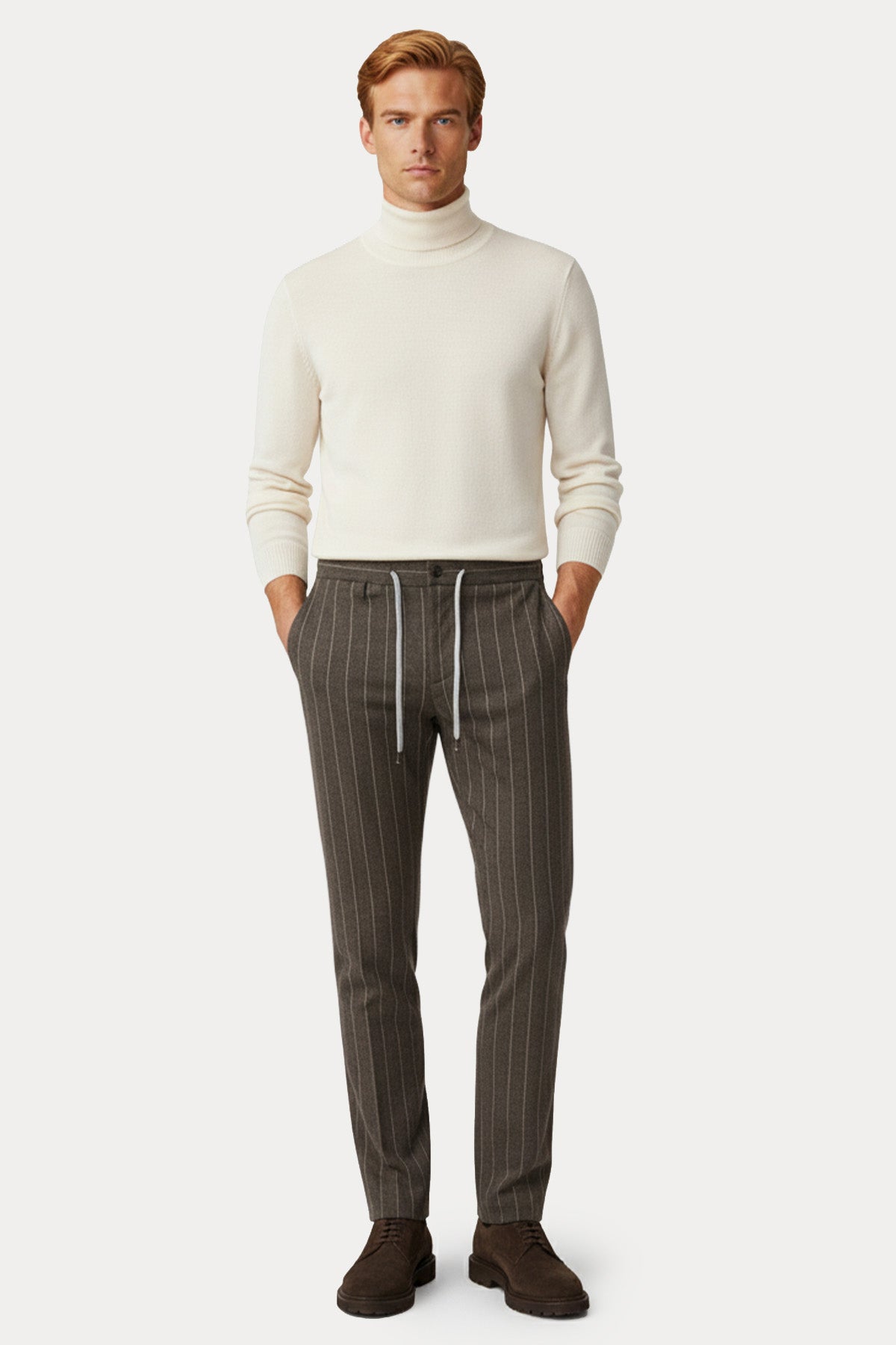 Pantaloni Torino Soft Fit Beli Lastikli Kaşmir Yün Pantolon