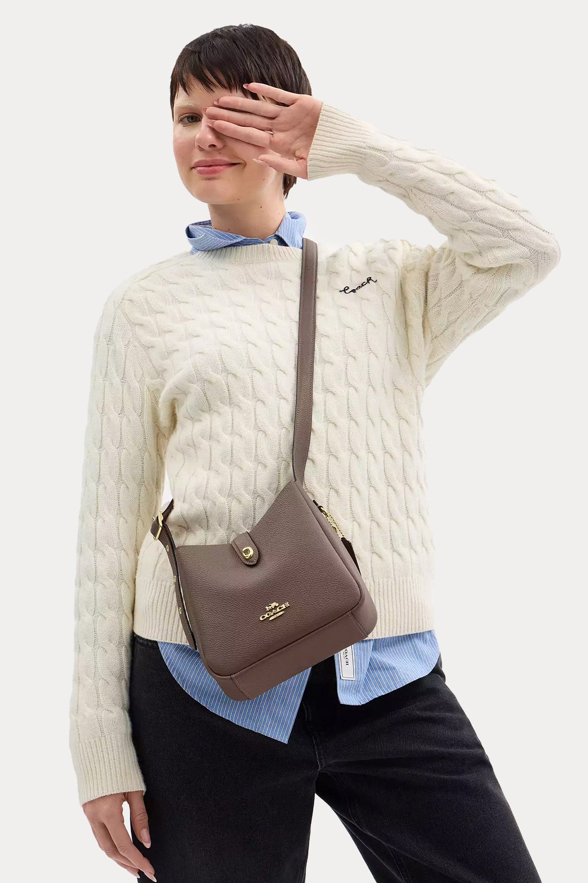 Coach Logolu Deri Omuz Çantası