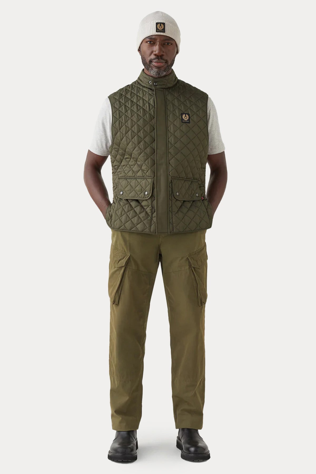 Belstaff Icon Gilet Dik Yaka Kapitone Puffer Yelek