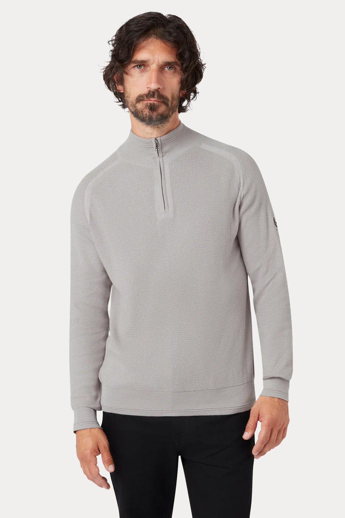 Belstaff Regular Fit Yarım Fermuarlı Dik Yaka Örgü Triko