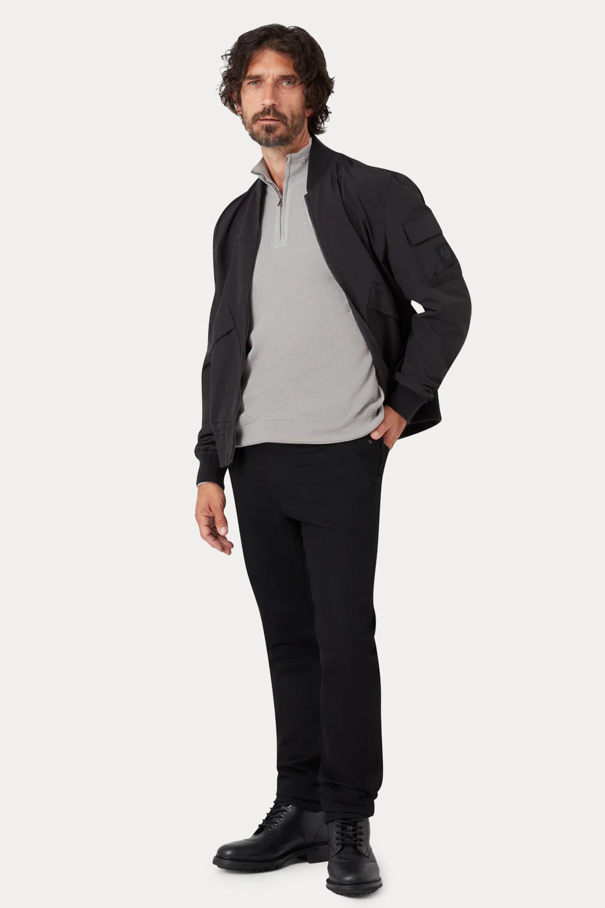 Belstaff Regular Fit Yarım Fermuarlı Dik Yaka Örgü Triko