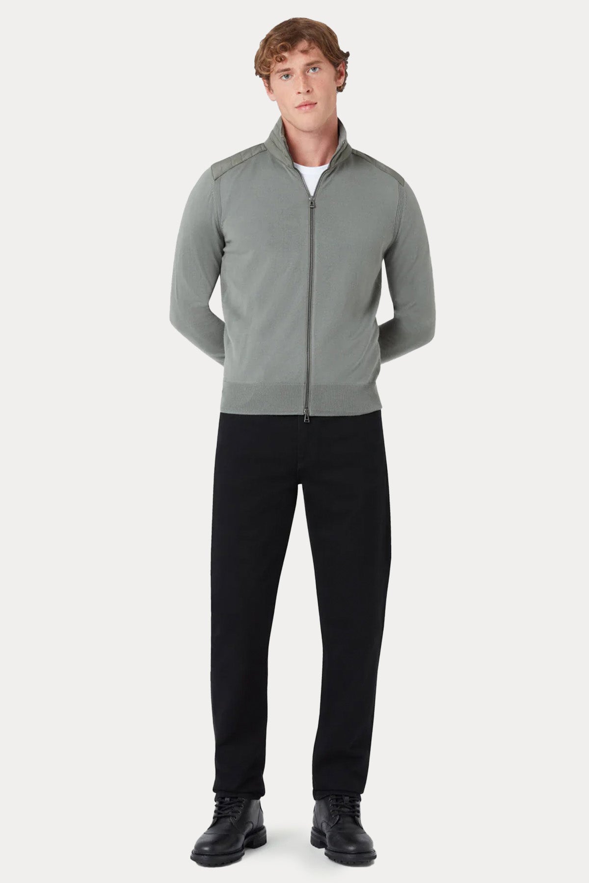 Belstaff Slim Fit Dik Yaka İnce Örgü Triko Ceket