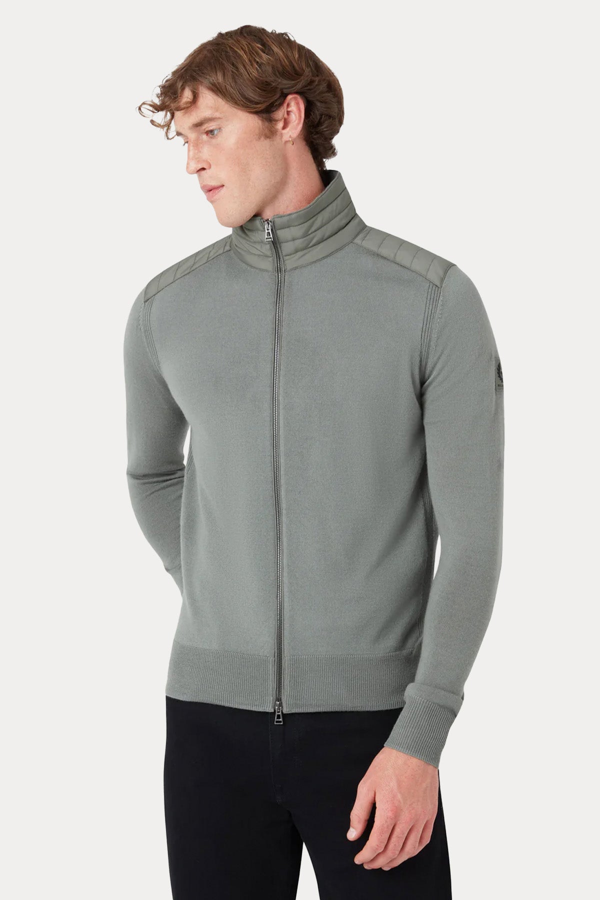 Belstaff Slim Fit Dik Yaka İnce Örgü Triko Ceket