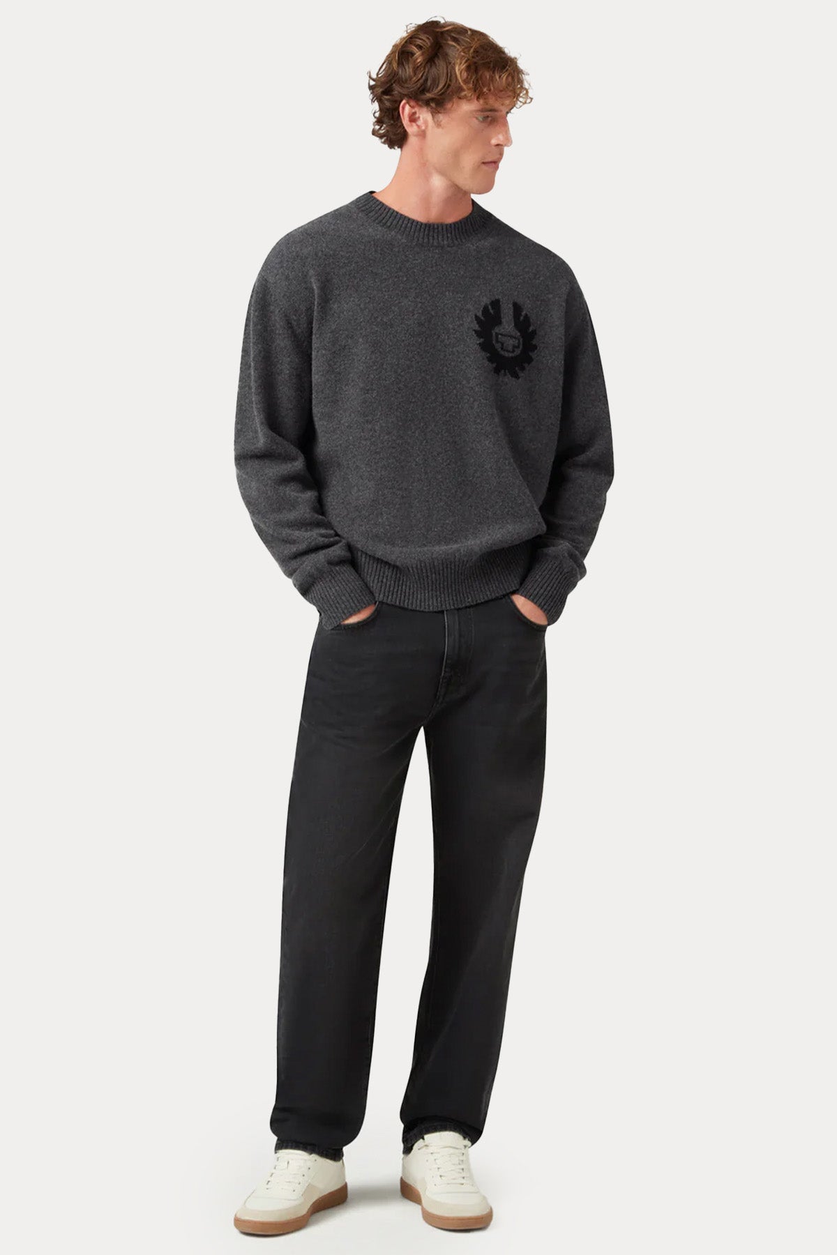 Belstaff Relaxed Fit Yuvarlak Yaka Örgü Yün Triko