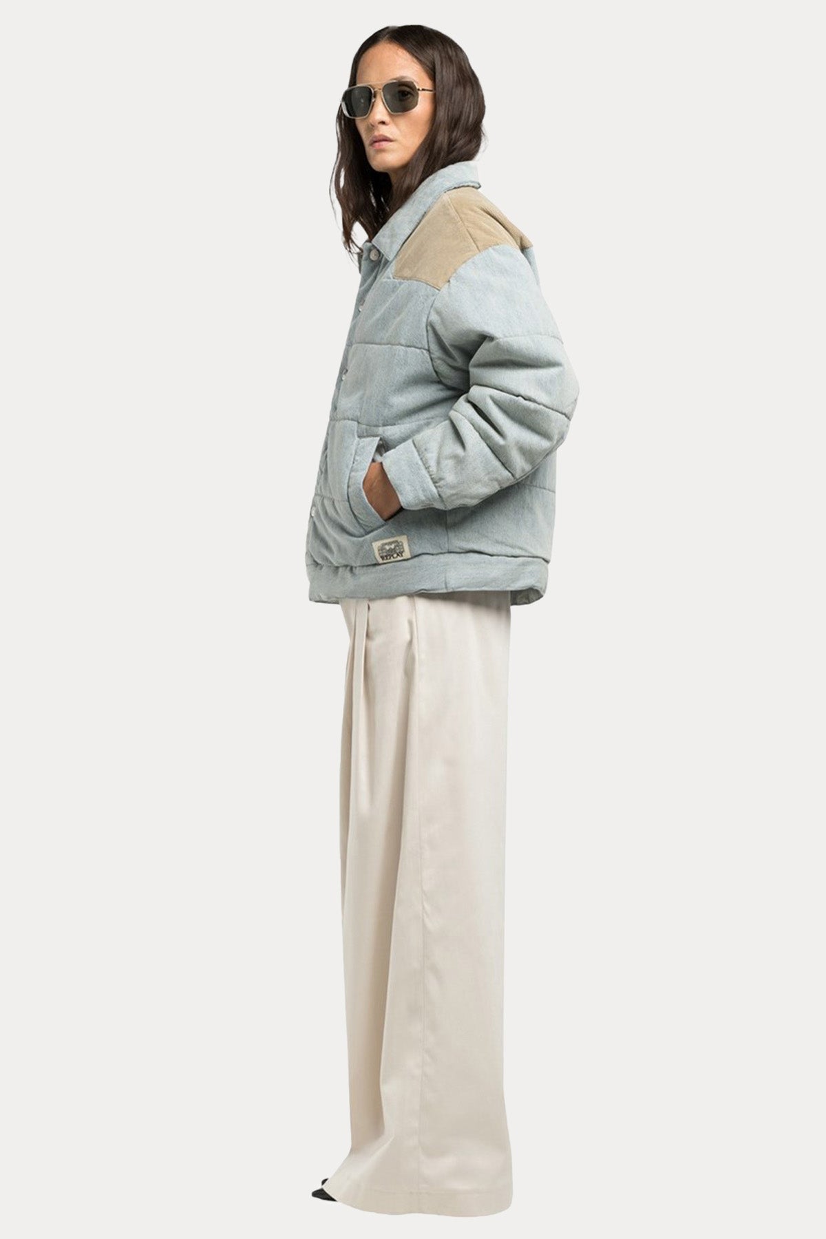 Replay Relaxed Fit Çift Taraflı Denim Puffer Mont