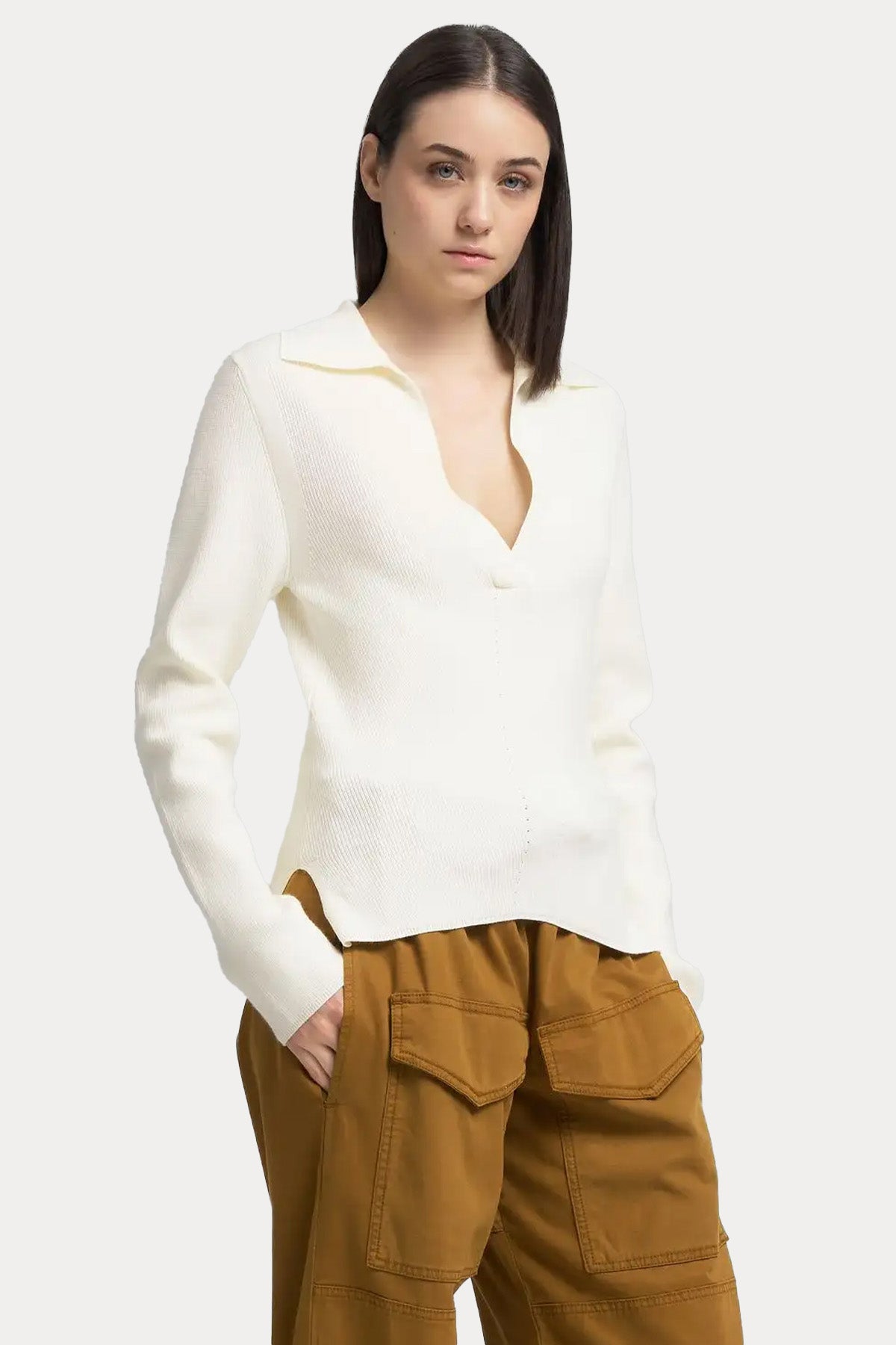 Replay Regular Fit Polo V Yaka Fitilli İnce Örgü Triko-Triko-Libas