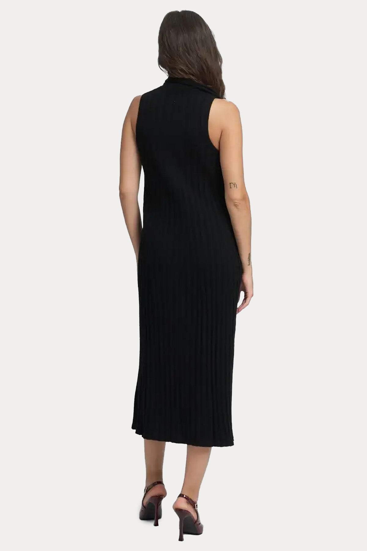 Replay Balıkçı Şal Yaka Piliseli Örgü Yün Midi Elbise