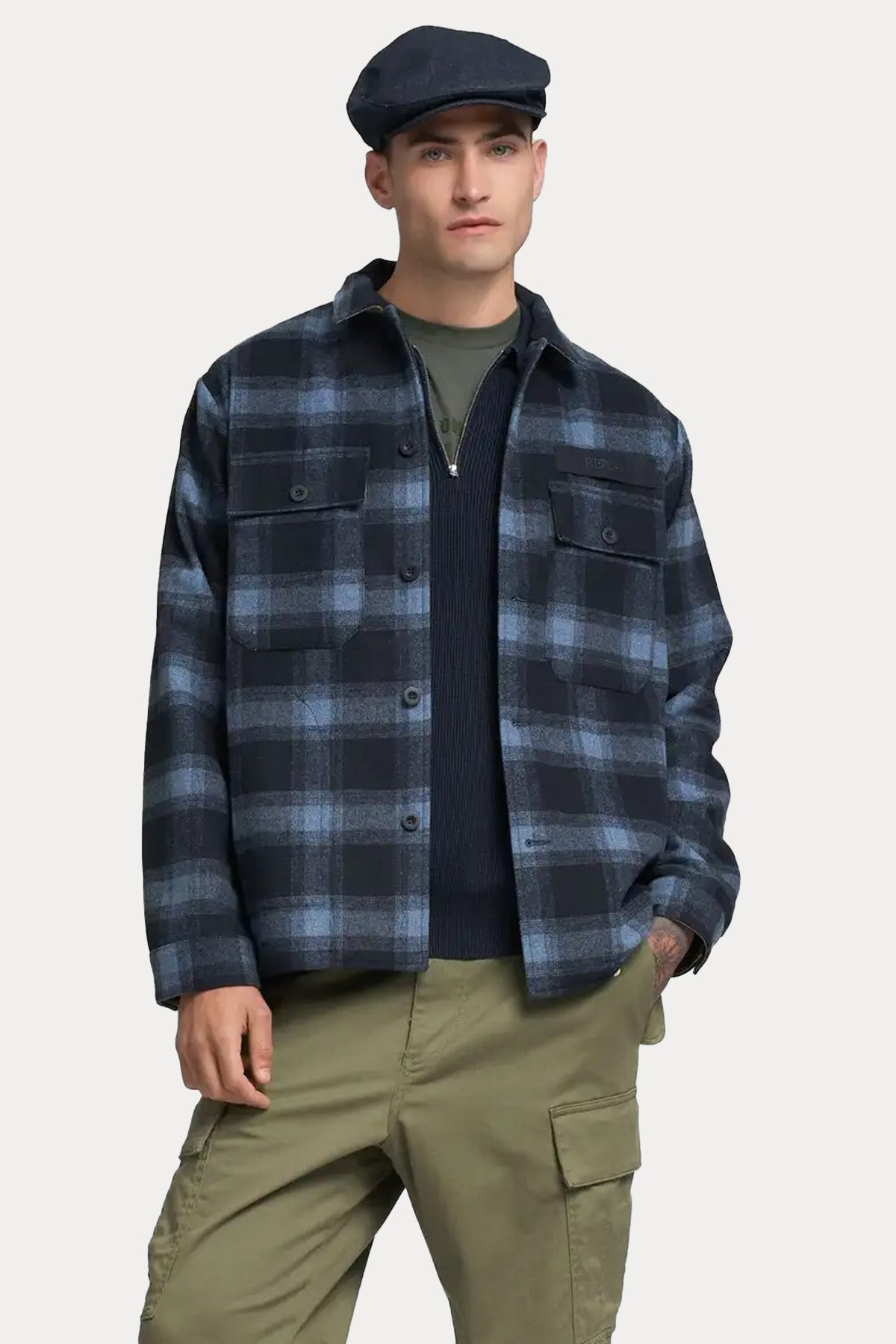 Replay Regular Fit Ekoseli Yün Gömlek Ceket