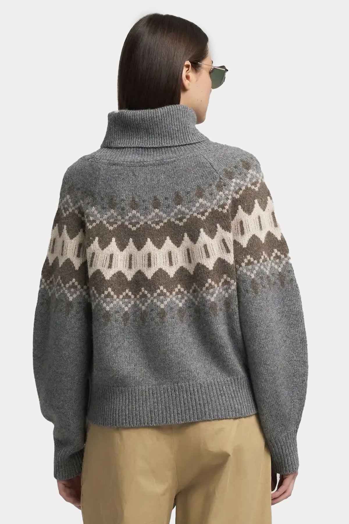 Replay Relaxed Fit Balıkçı Yaka Fire Isle Desenli Örgü Yün Triko