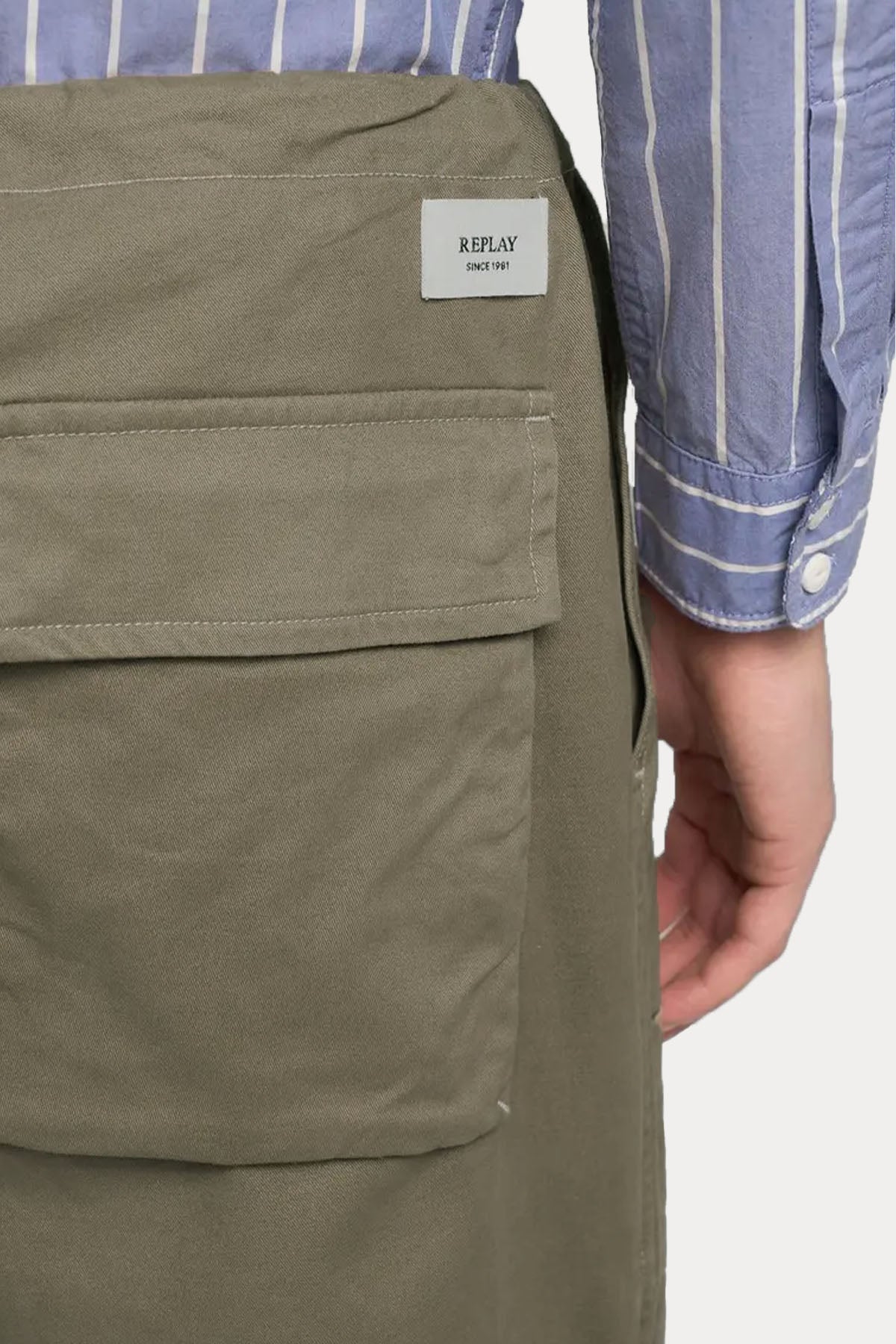 Replay Relaxed Fit Beli Lastikli Yandan Cepli Pantolon