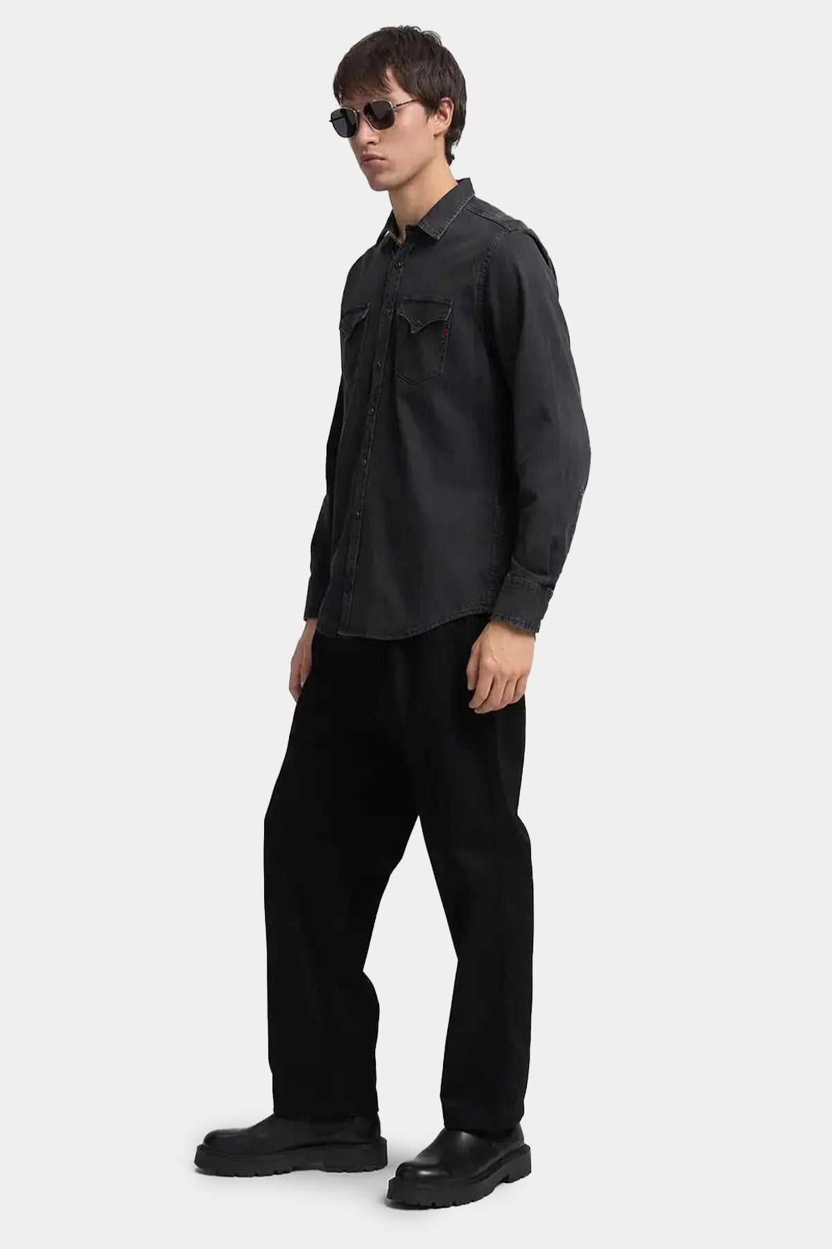 Replay Regular Fit Cep Detaylı Logolu Denim Gömlek-Gömlek-Libas