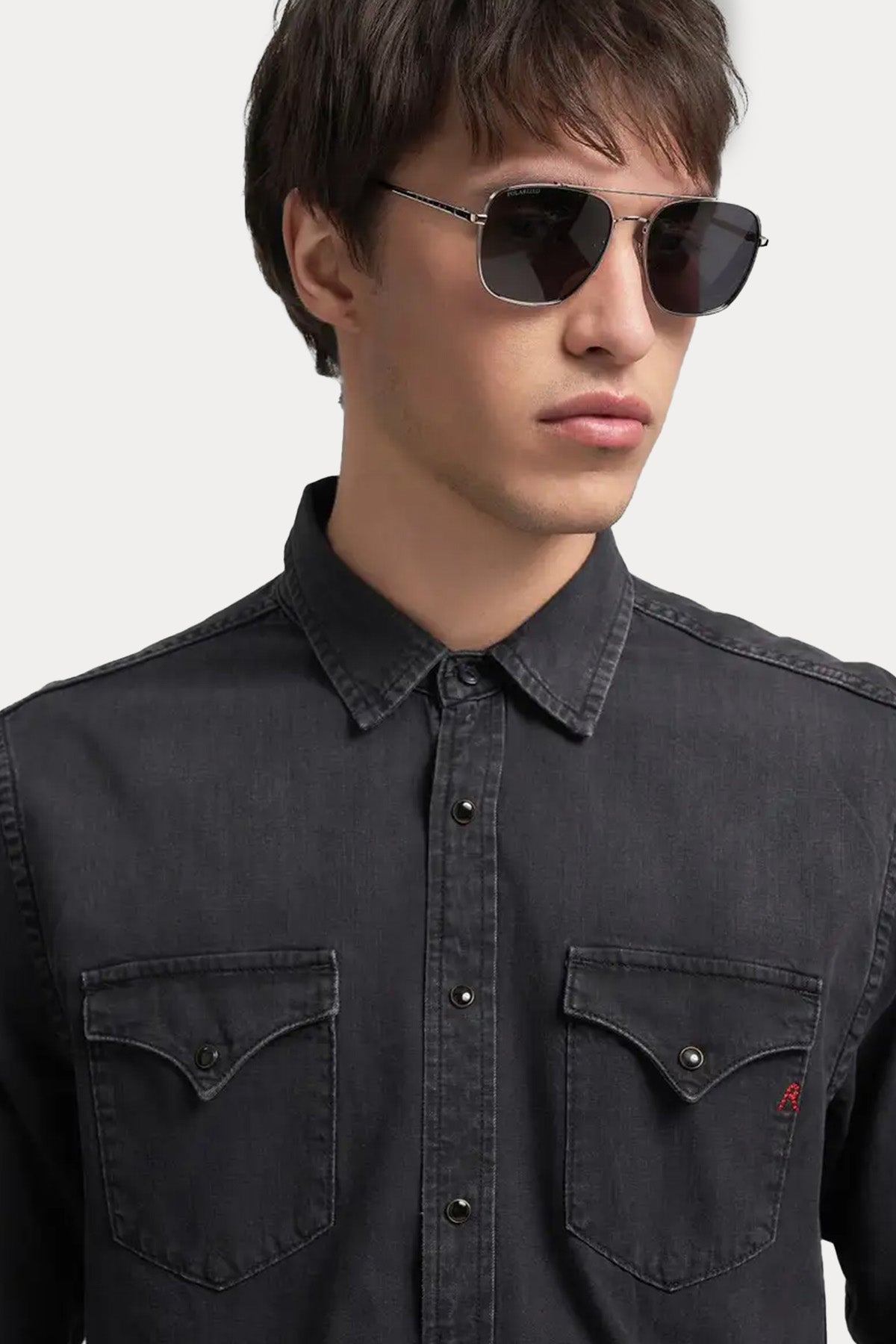 Replay Regular Fit Cep Detaylı Logolu Denim Gömlek-Gömlek-Libas