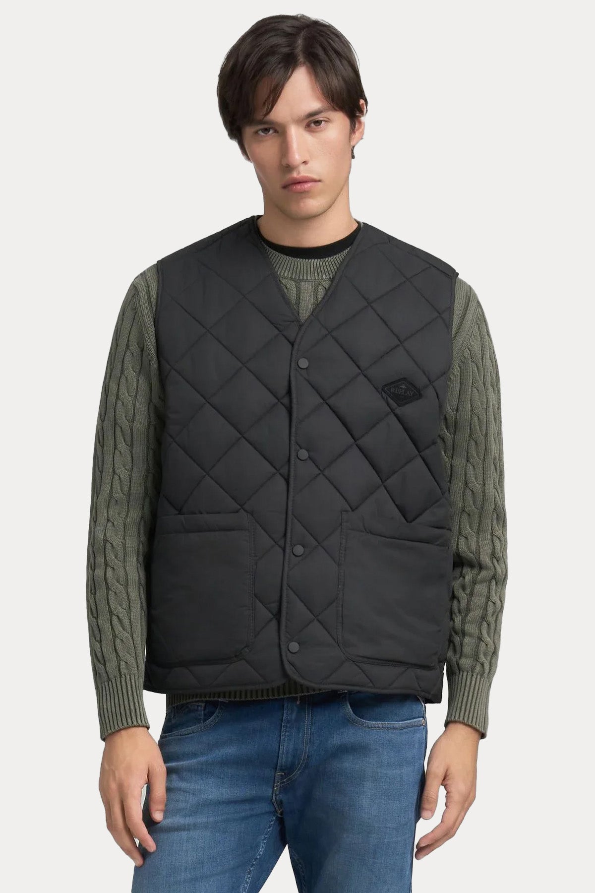 Replay Regular Fit Kapitone Desenli İnce Puffer Yelek
