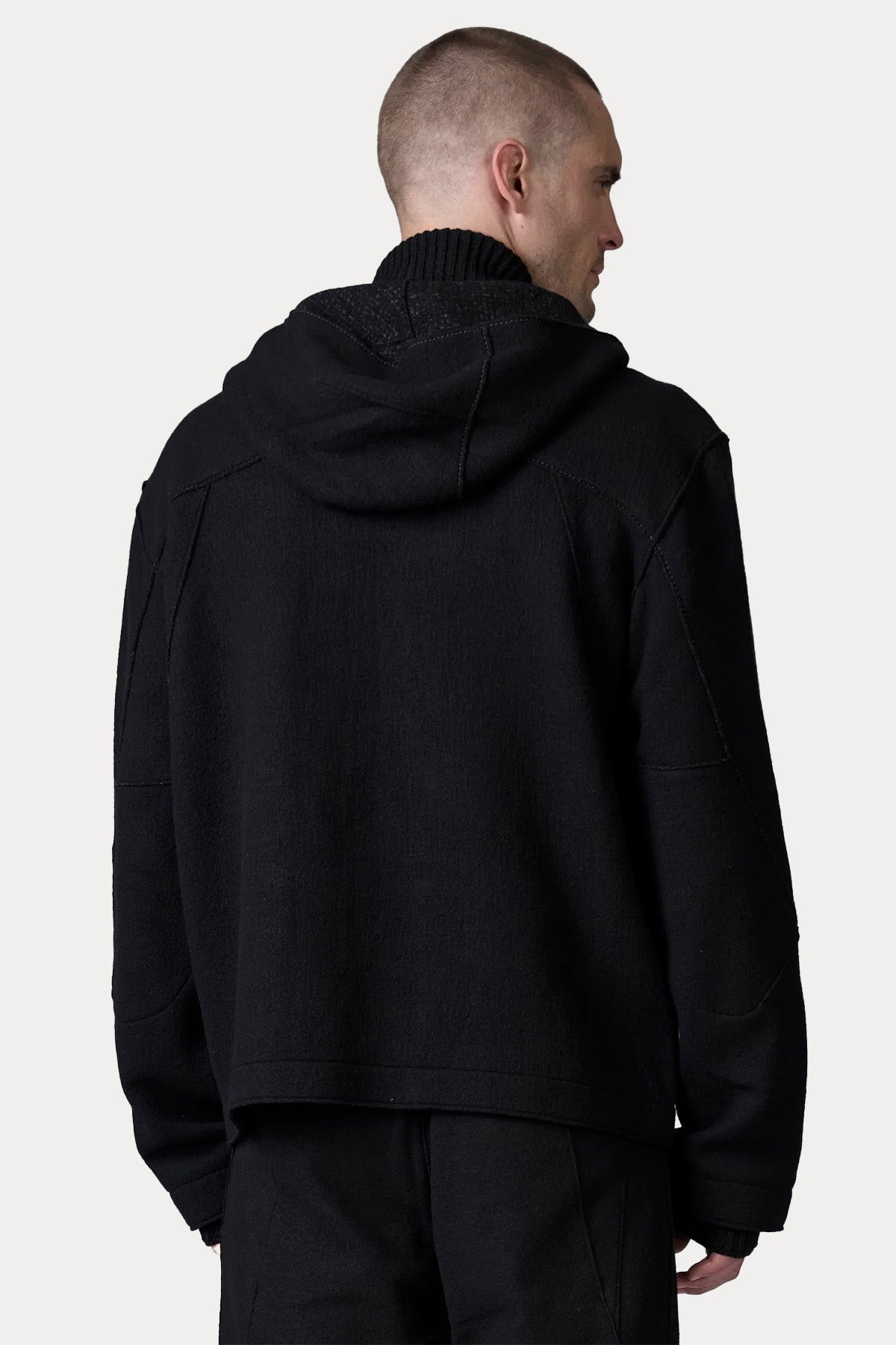 Transit Dik Yaka Kapüşonlu Yün Ceket