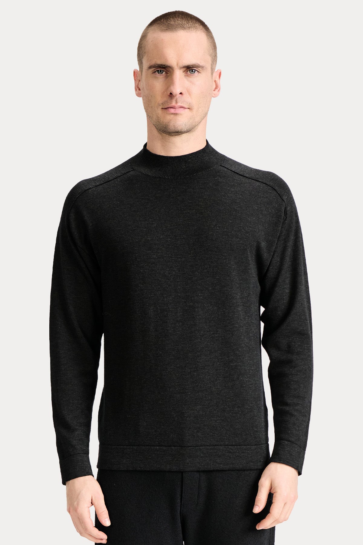 Transit Perkins Yaka İnce Örgü Yün Triko