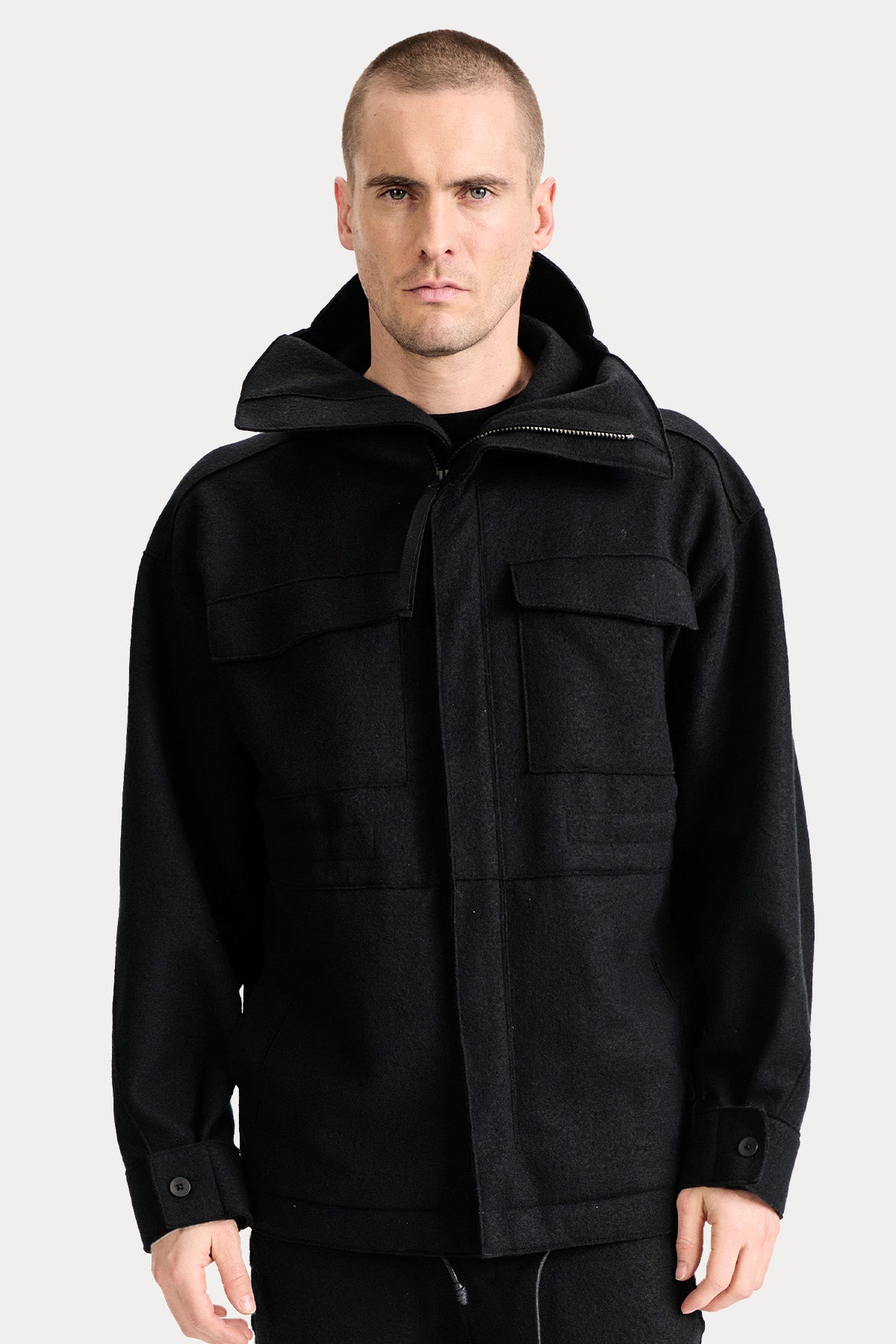 Transit Relaxed Fit Kapüşonlu Yün Ceket