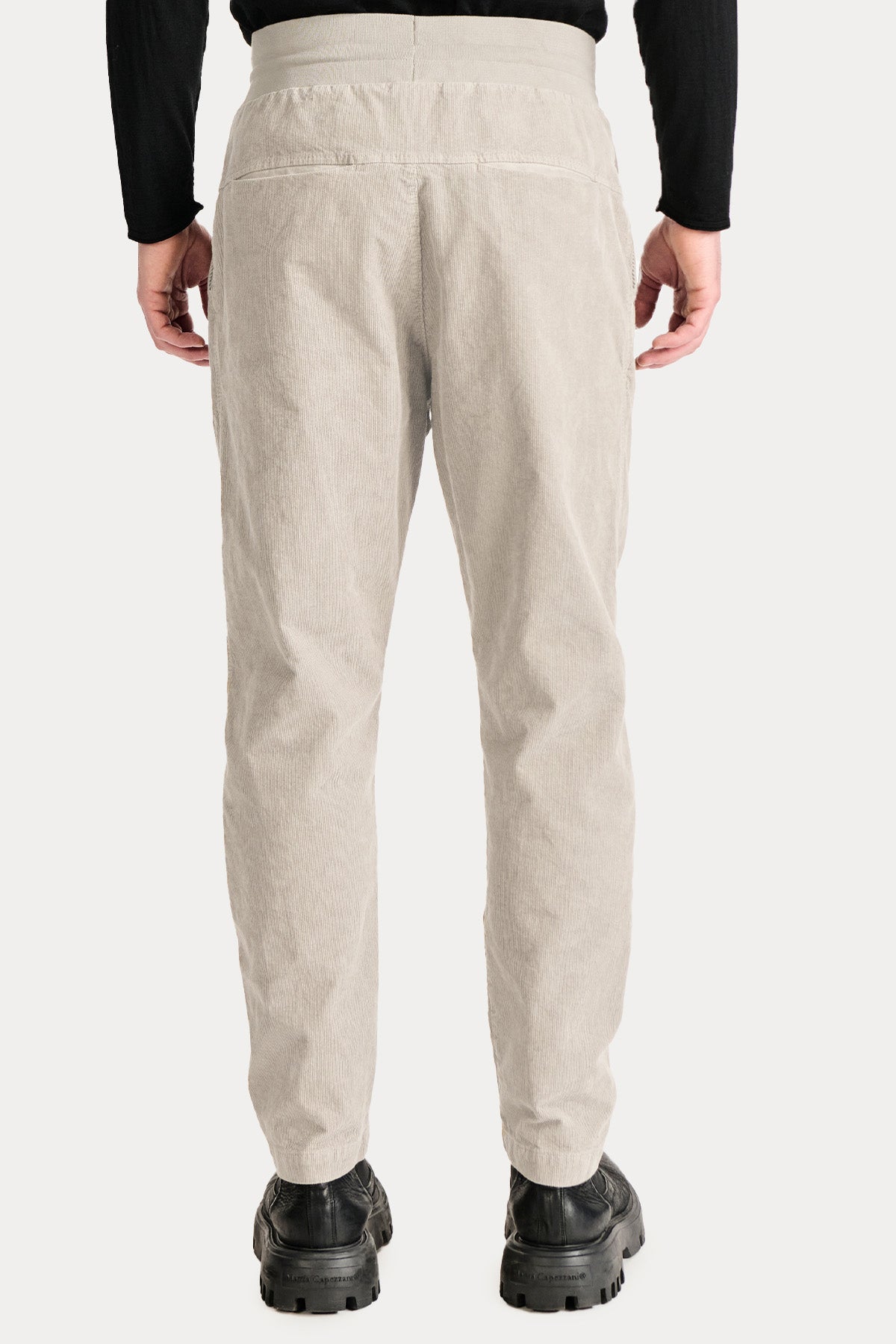 Transit Relaxed Fit Beli Lastikli Yandan Cepli Kadife Pantolon