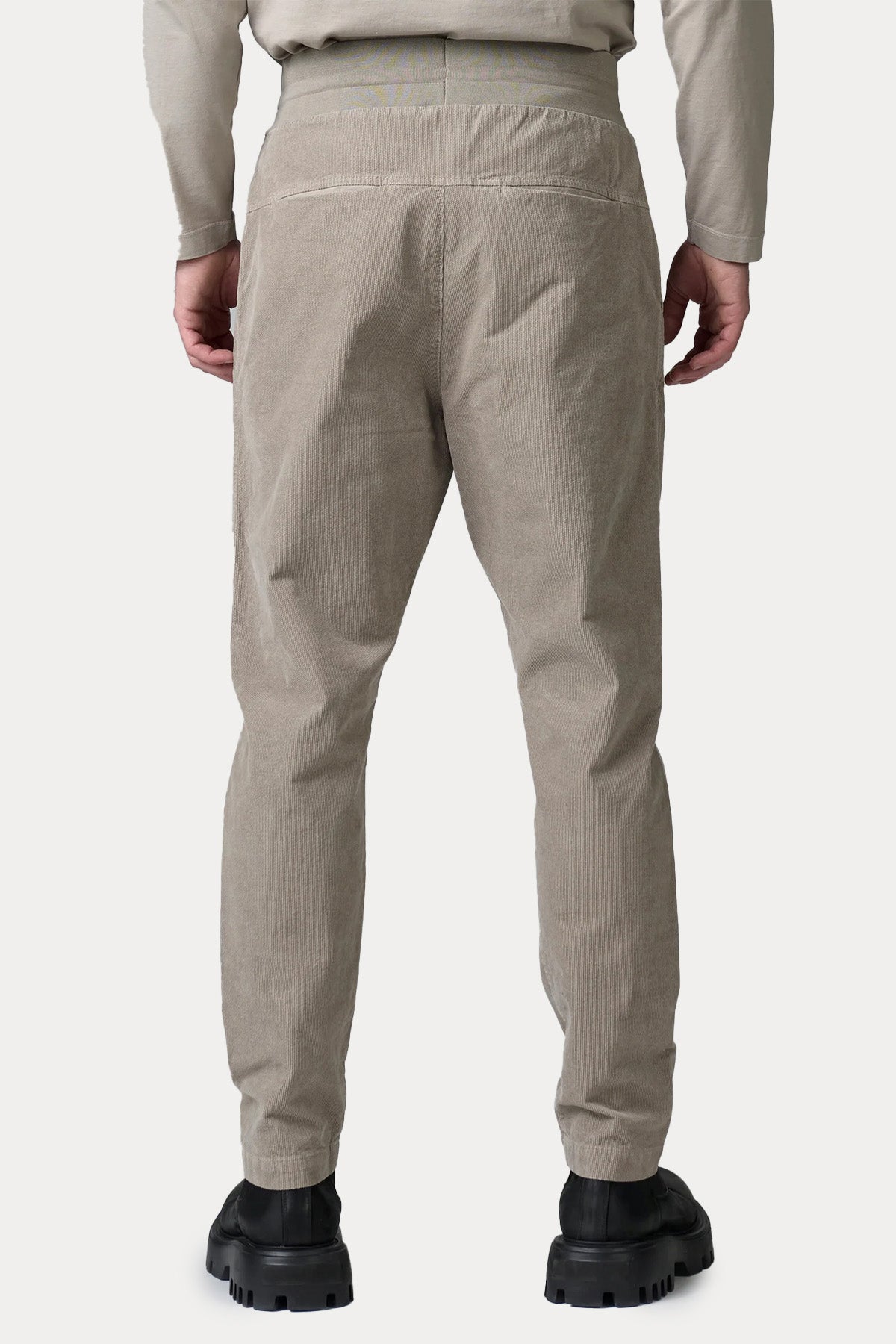 Transit Relaxed Fit Beli Lastikli Yandan Cepli Kadife Pantolon