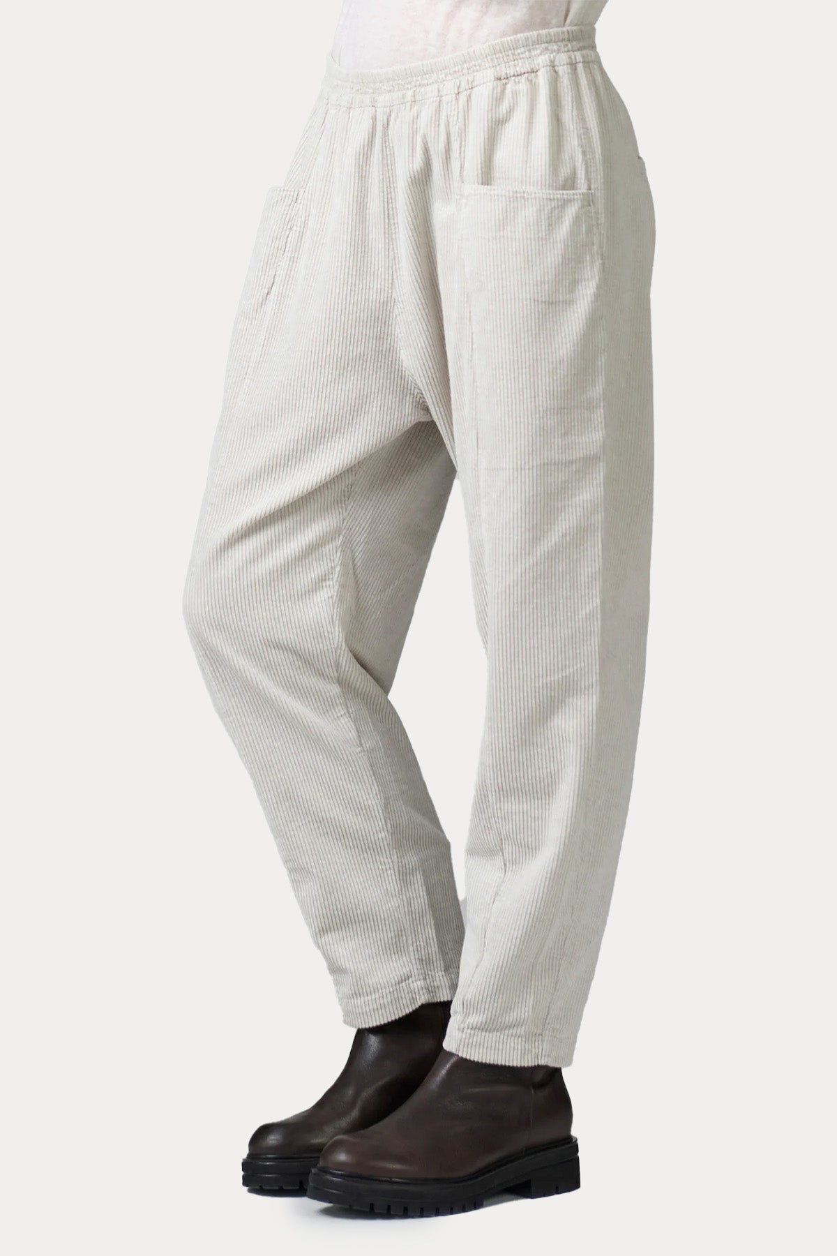 Transit Relaxed Fit Beli Lastikli Fitilli Kadife Pantolon