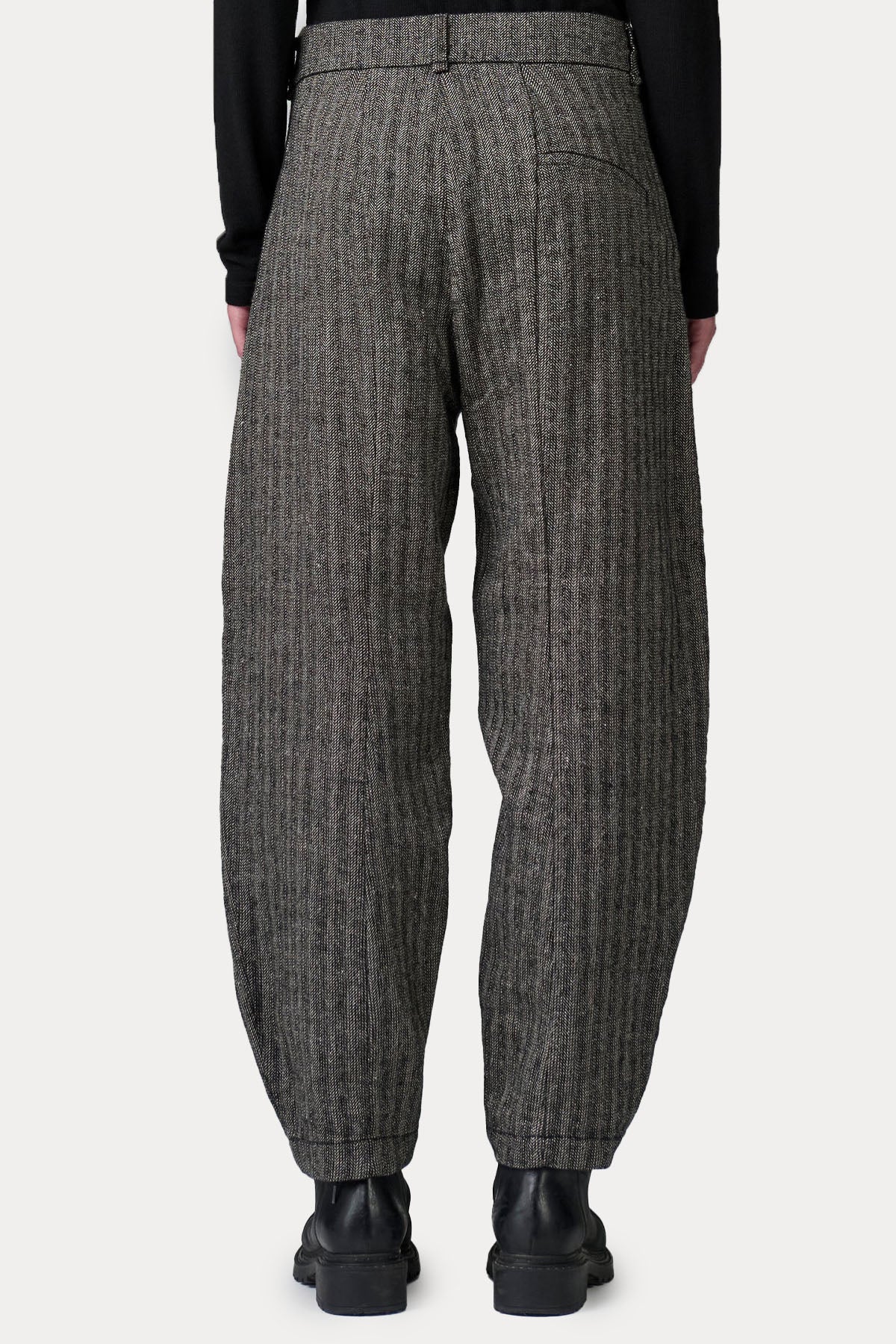 Transit Relaxed Fit Balıksırtı Desenli Keten Örgü Yün Pantolon