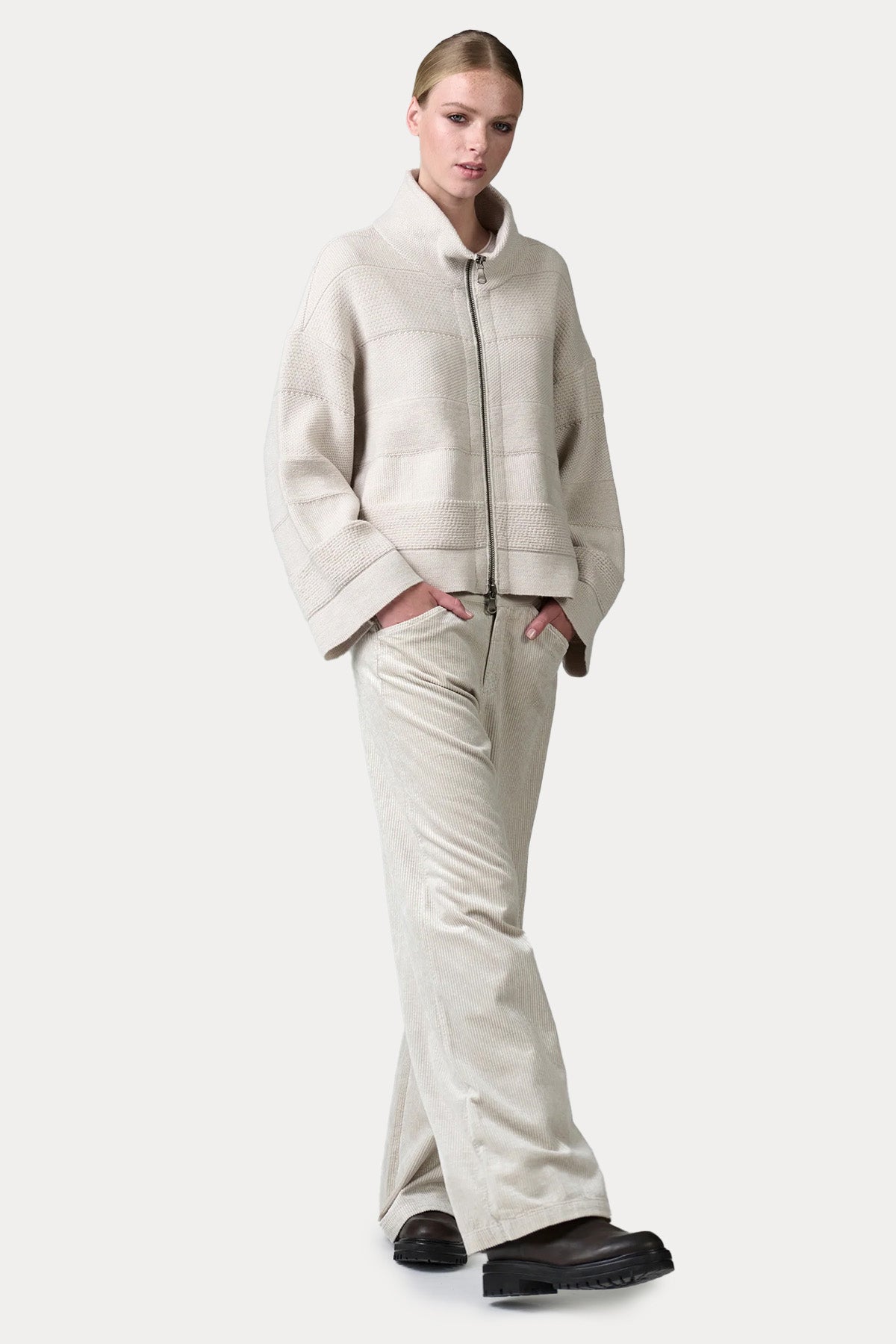 Transit Relaxed Fit Dik Yakalı Örgü Yün Ceket