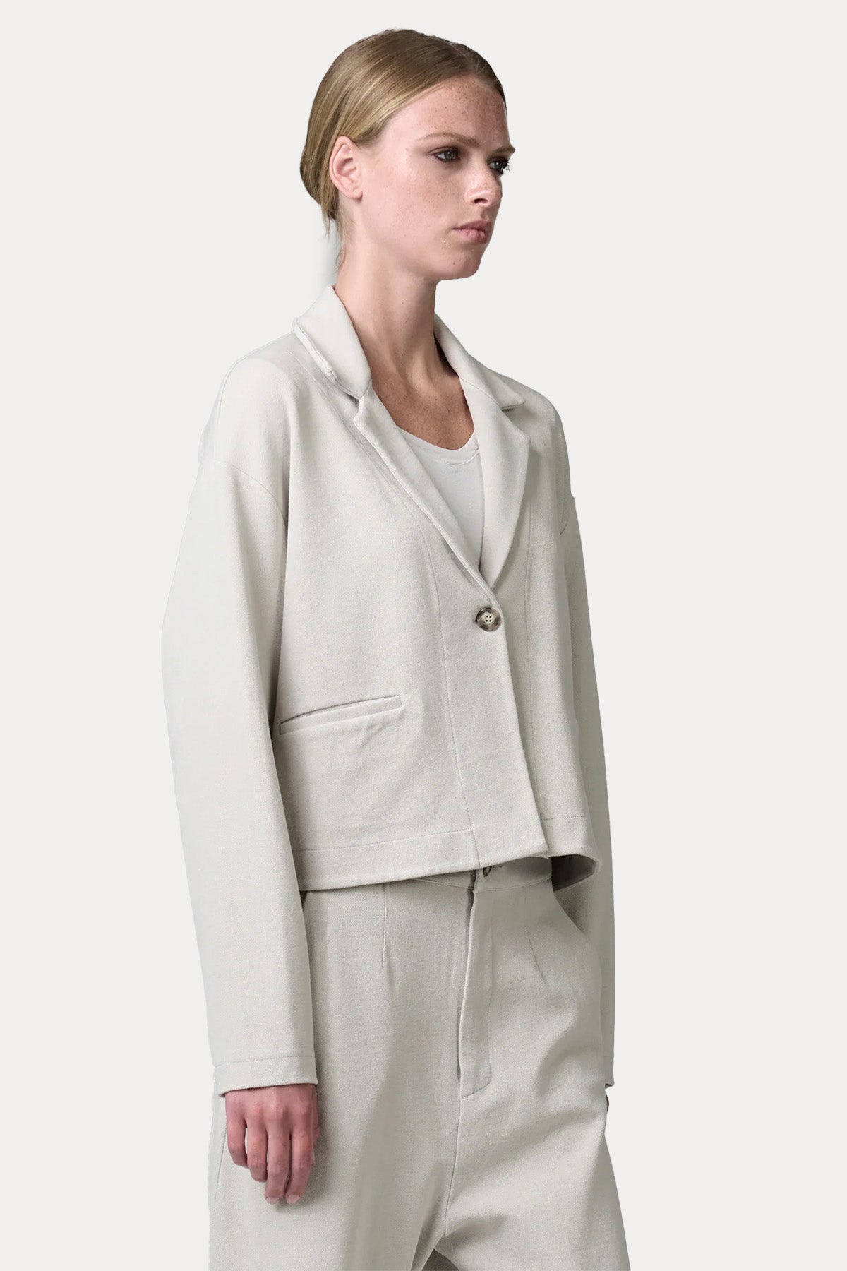 Transit Geniş Kesim Crop Streç Blazer Ceket