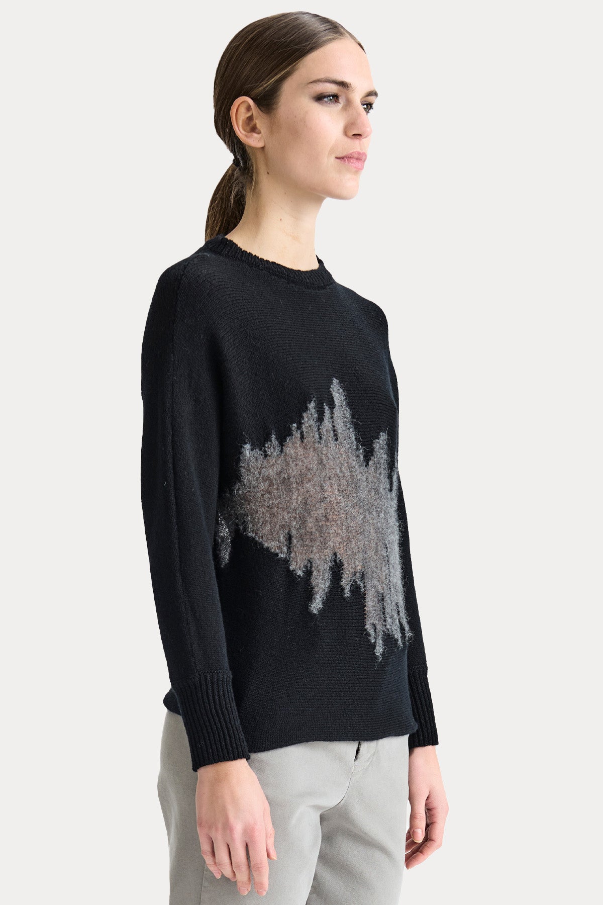 Transit Comfort Fit Geniş Yuvarlak Yaka Örgü Yün Triko