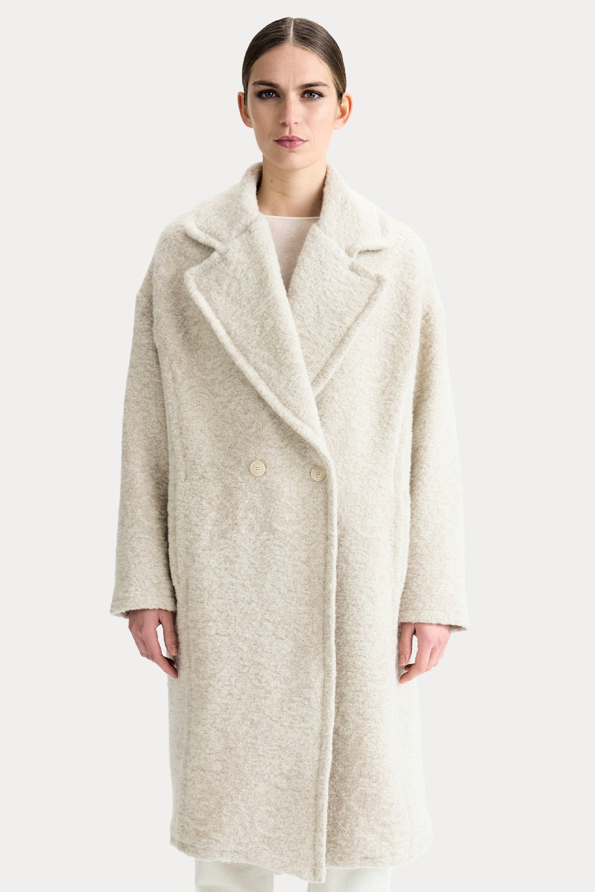 Transit Relaxed Fit Kruvaze Yün Kaban