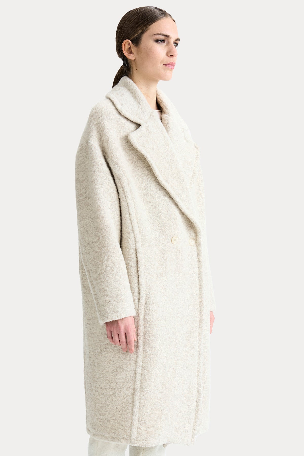 Transit Relaxed Fit Kruvaze Yün Kaban