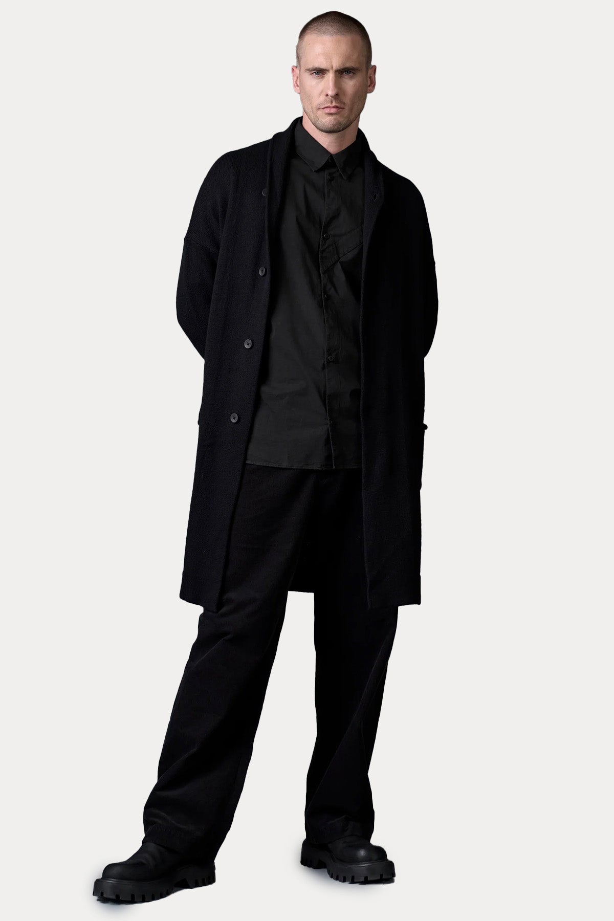 Transit Comfort Fit Örgü Yün Uzun Ceket