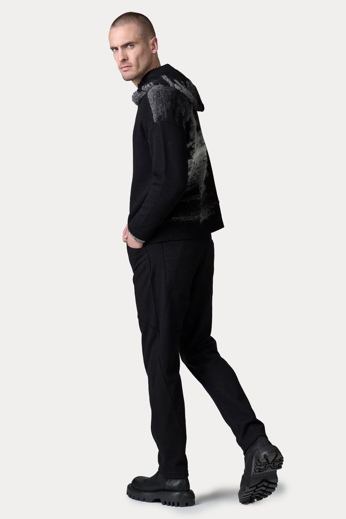 Transit Regular Fit Kapüşonlu Örgü Yün Triko Ceket