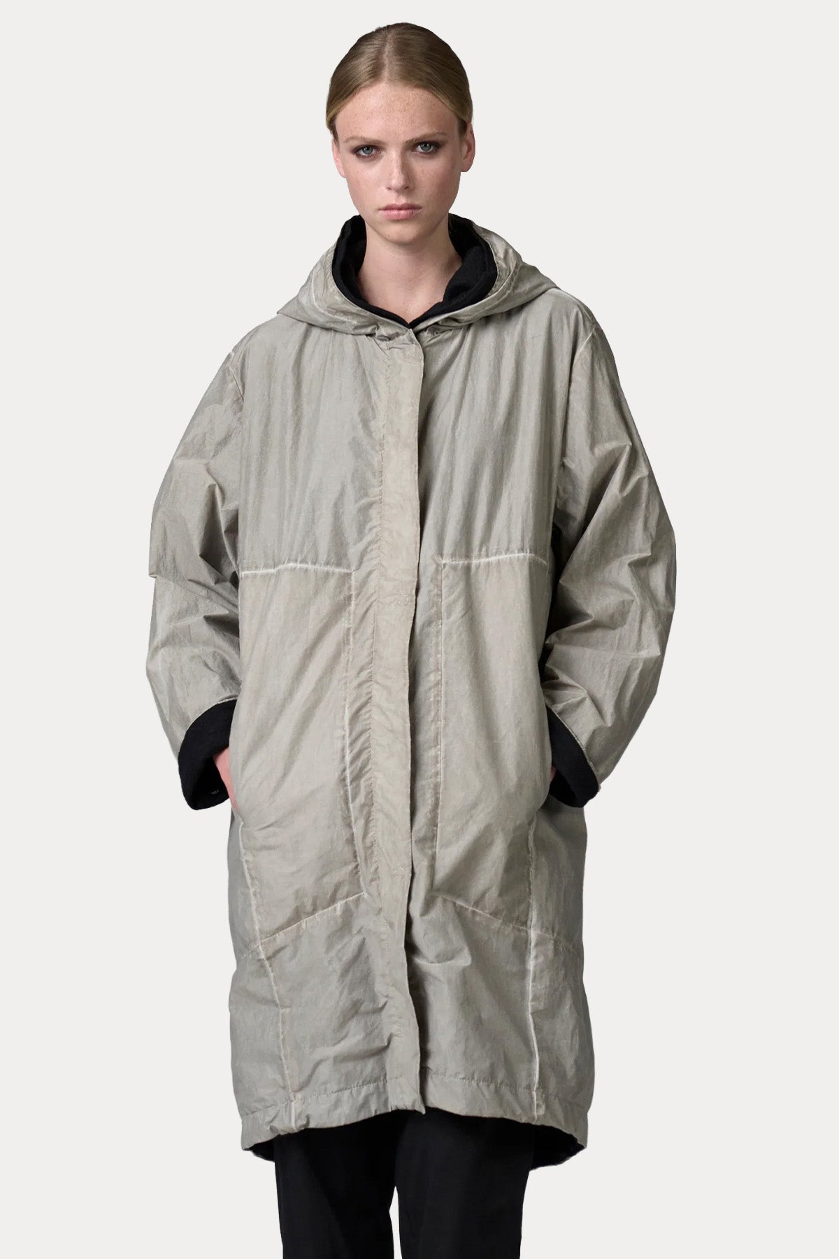 Transit Relaxed Fit Kapüşonlu İçi Yün Trençkot