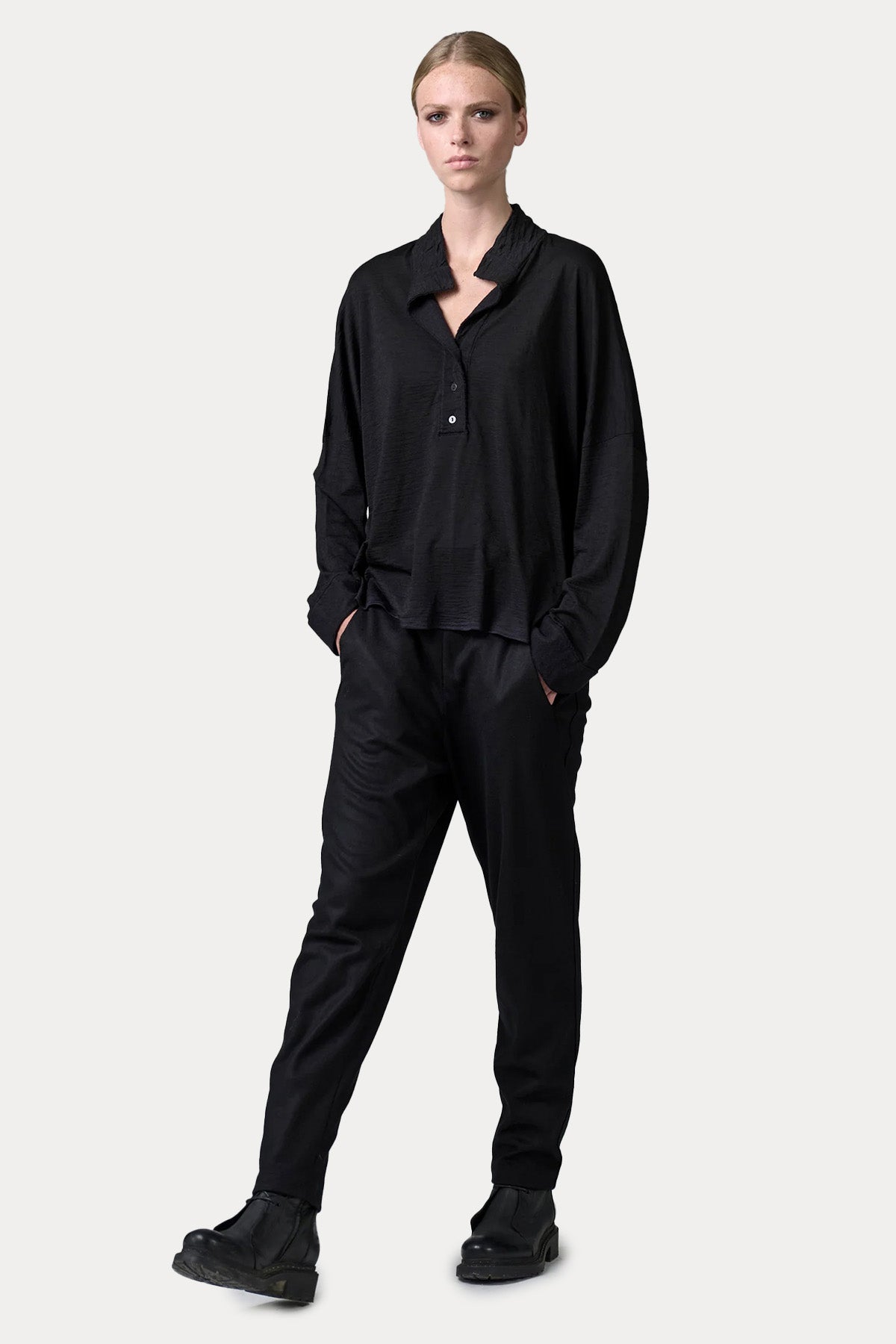 Transit Relaxed Fit Polo Yaka İnce Örgü Yün Triko