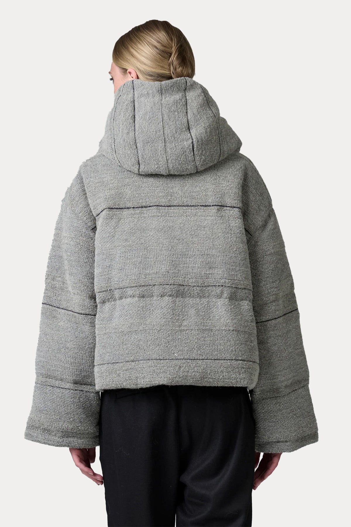 Transit Relaxed Fit Kapüşonlu Puffer Yün Mont