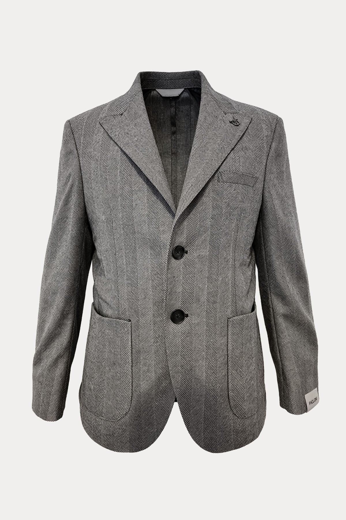 Paoloni Balıksırtı Desenli Yün Blazer Ceket