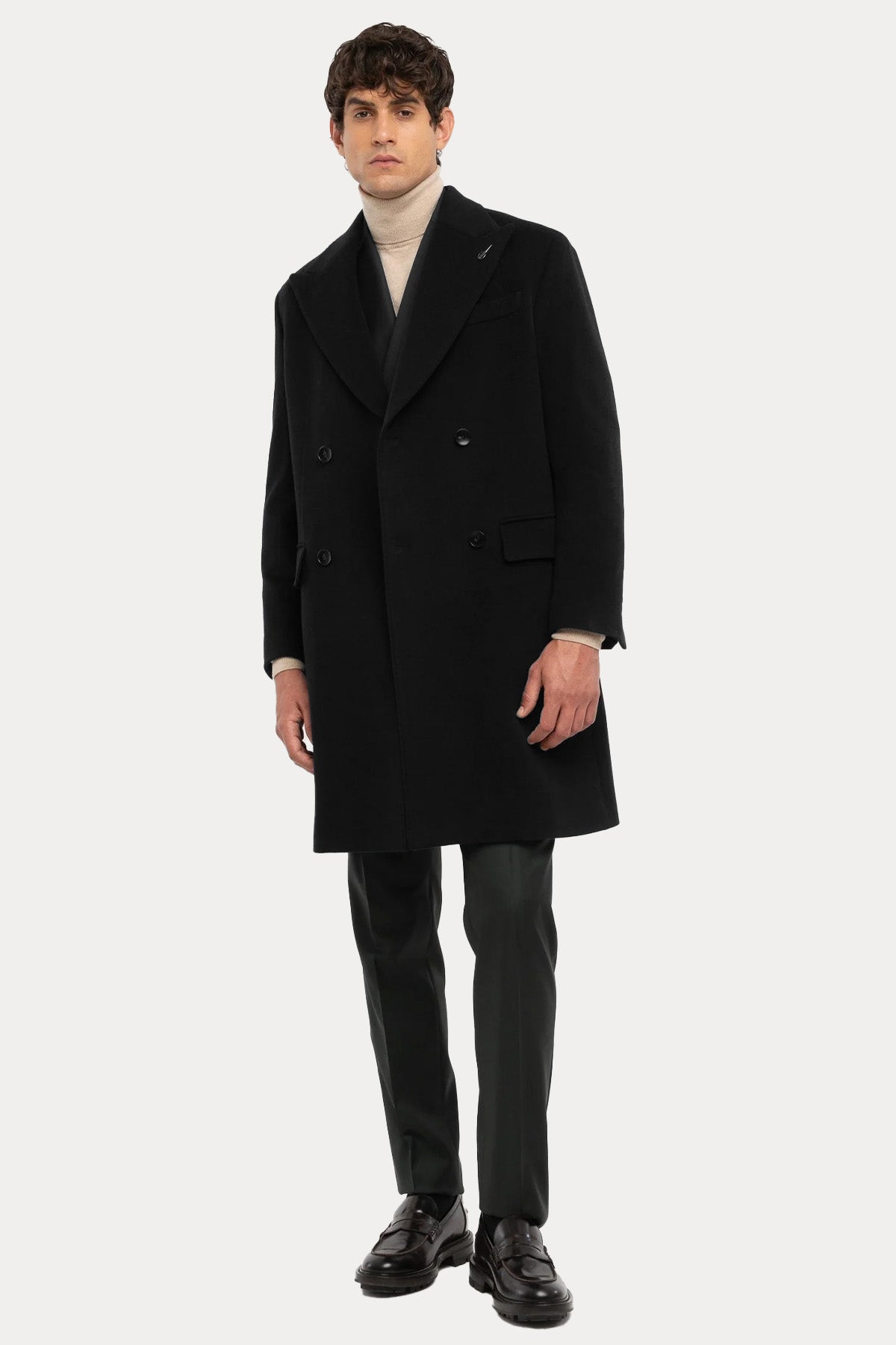 Paoloni Regular Fit Kruvaze Kaşmir Yün Palto