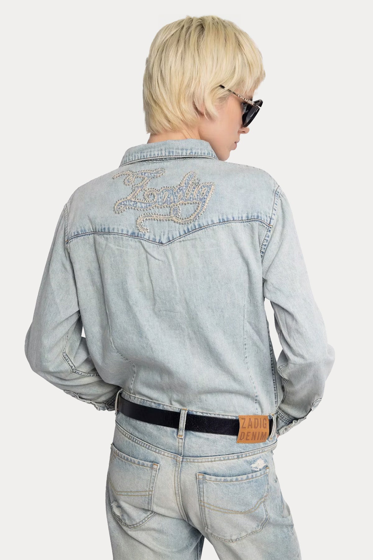 Zadig & Voltaire Regular Fit Sırtta Trok Logolu Denim Gömlek