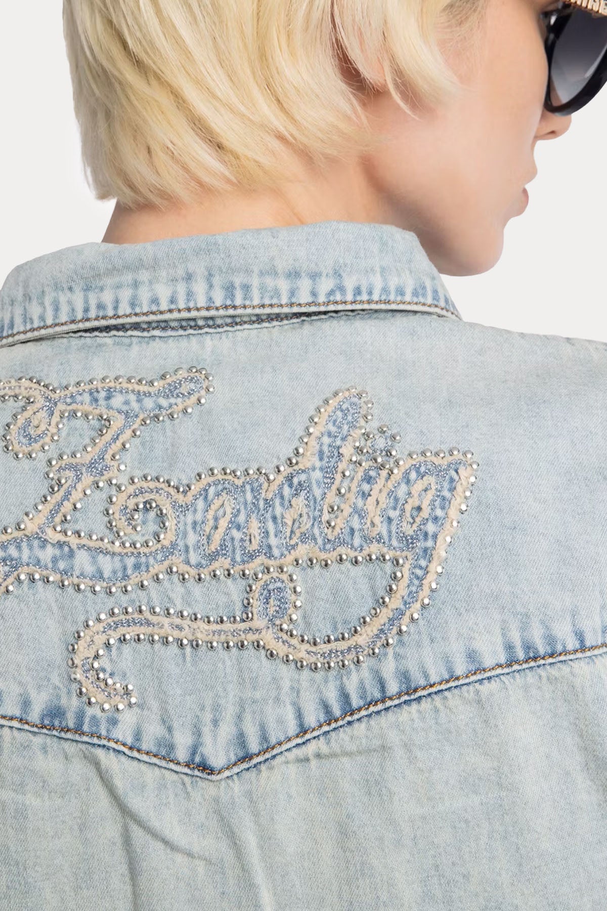 Zadig & Voltaire Regular Fit Sırtta Trok Logolu Denim Gömlek