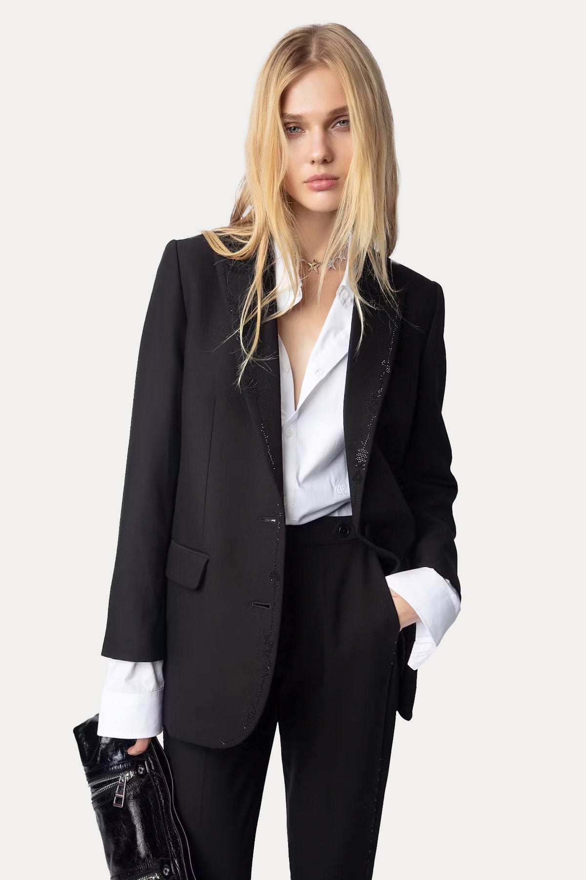 Zadig & Voltaire Logolu Parlak Taş Aksesuarlı Blazer Ceket