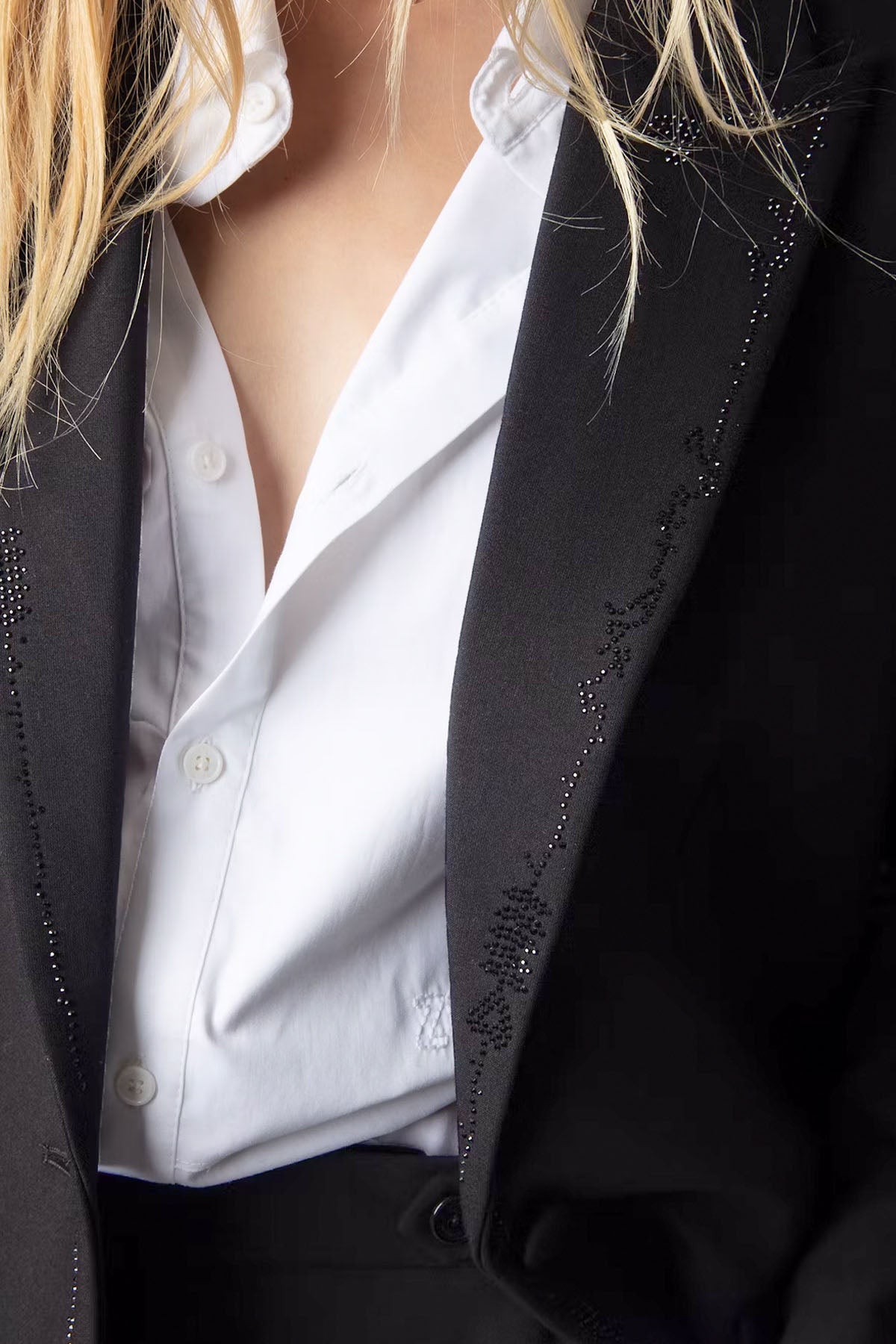 Zadig & Voltaire Logolu Parlak Taş Aksesuarlı Blazer Ceket