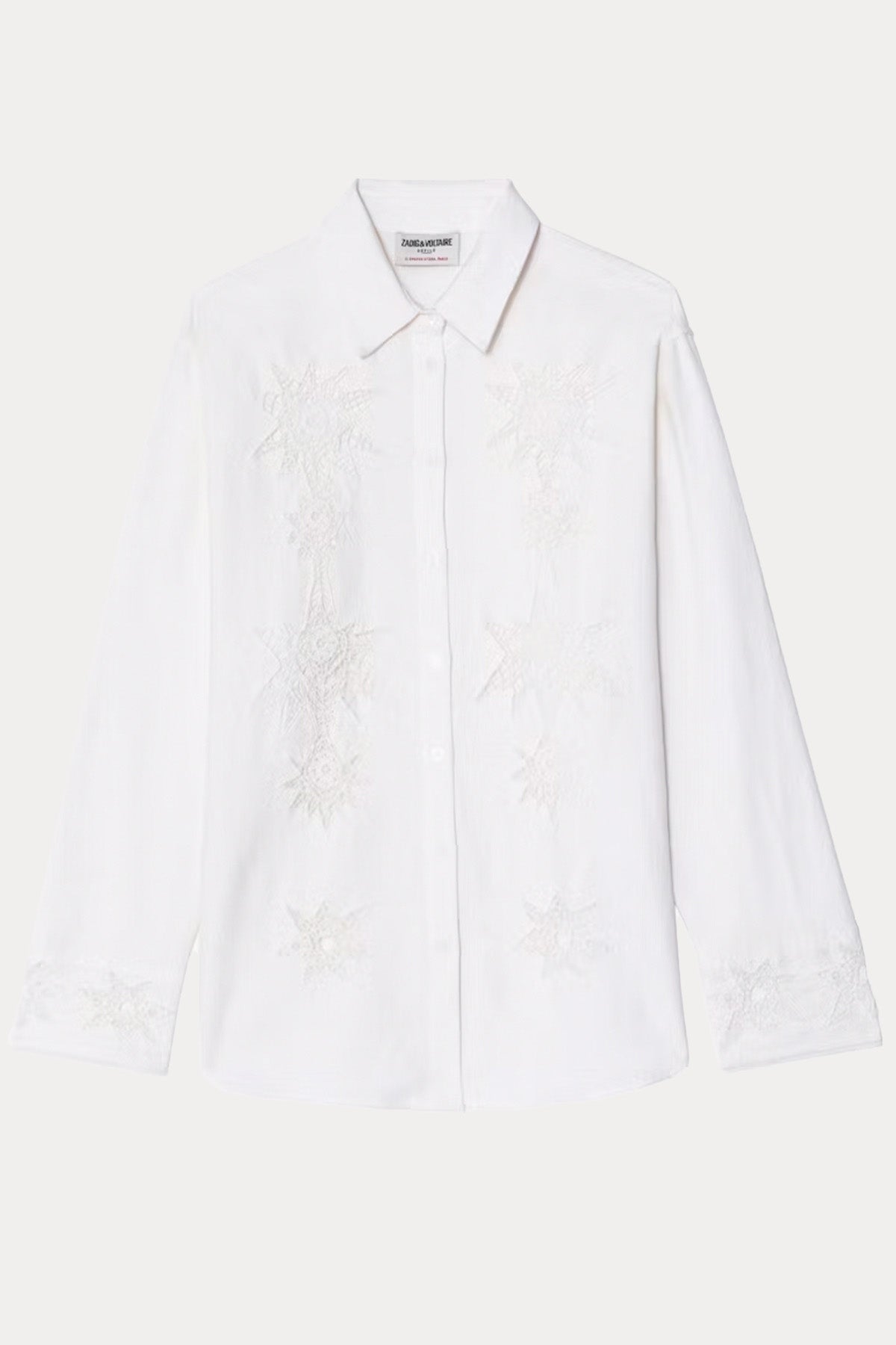 Zadig & Voltaire Relaxed Fit Dantel Nakış Desenli Keten Gömlek