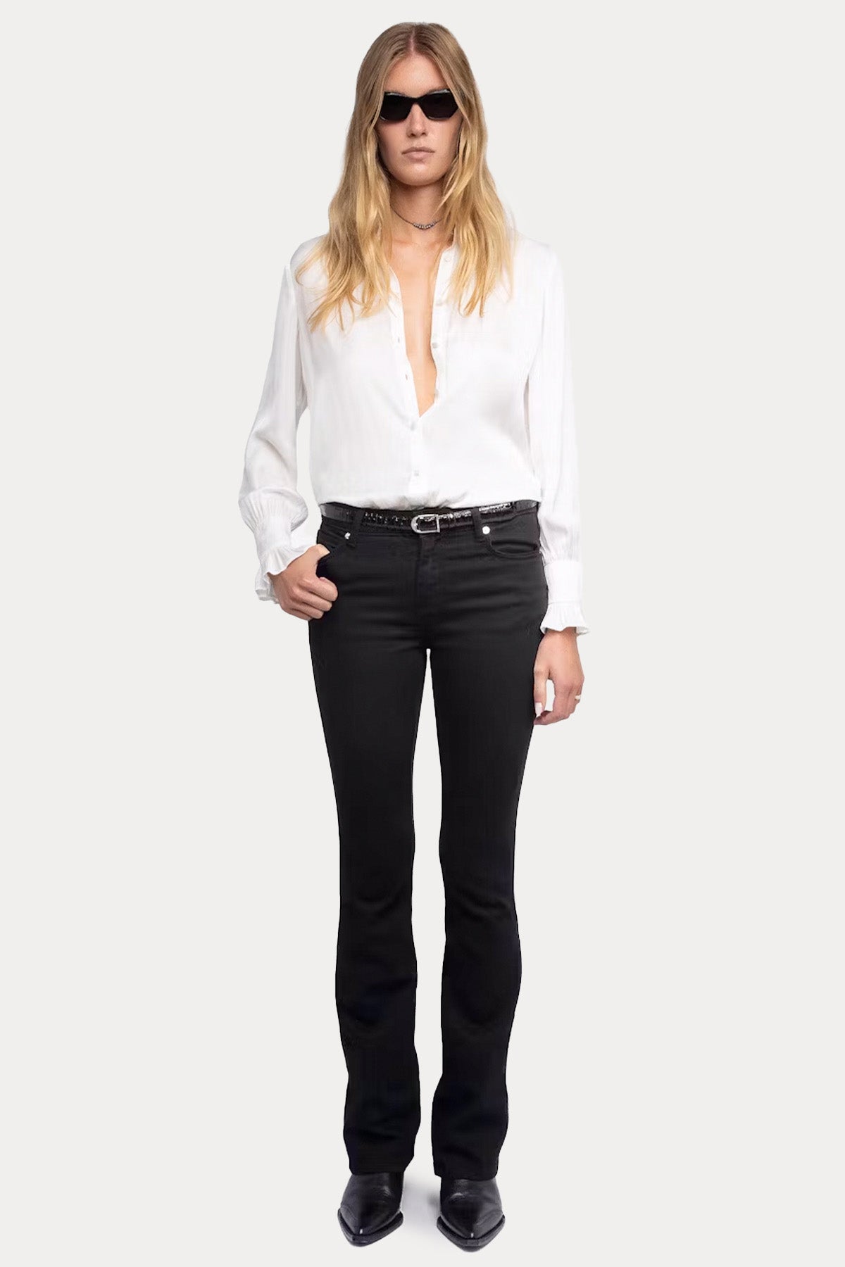 Zadig & Voltaire Regular Fit Klasik Yaka Saten Gömlek-Gömlek-Libas
