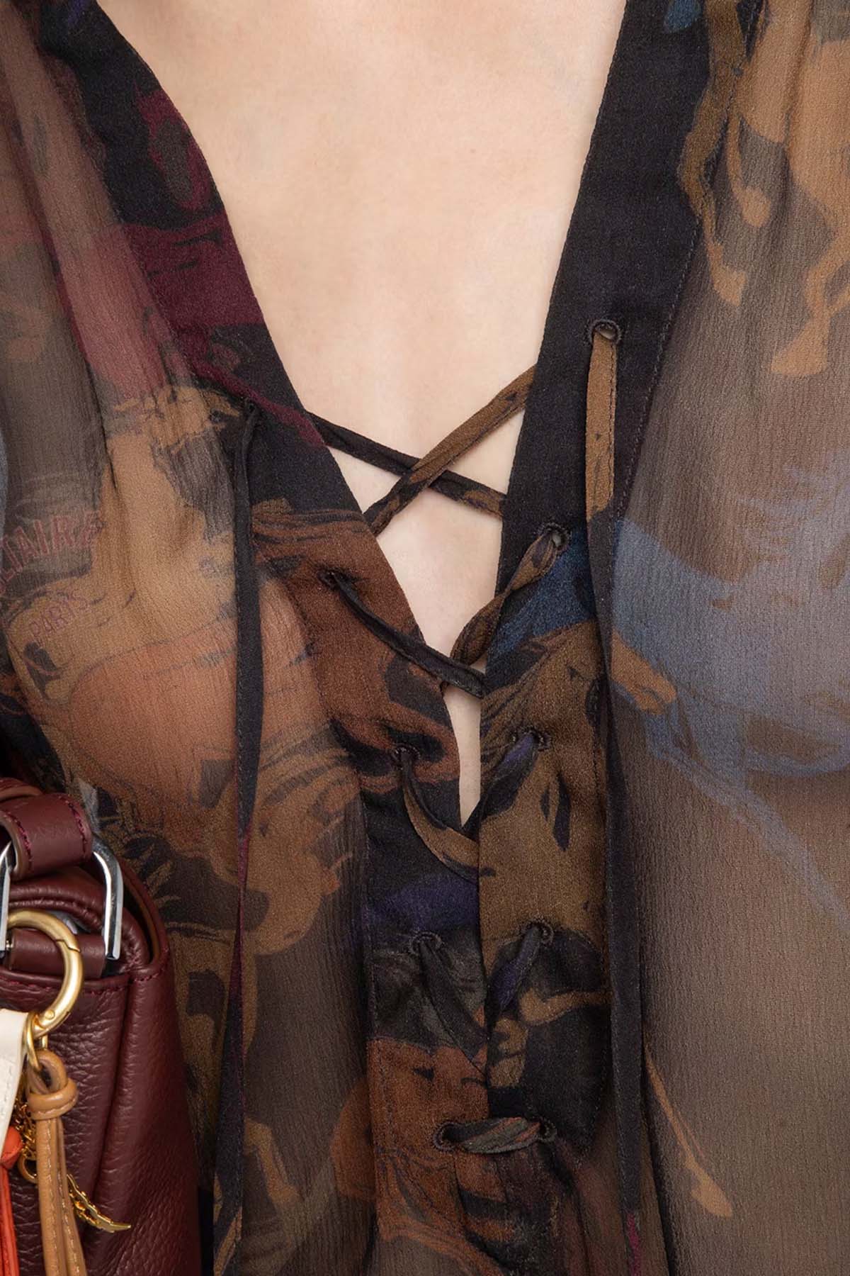 Zadig & Voltaire Relaxed Fit V Yaka Tül Kumaş Bluz