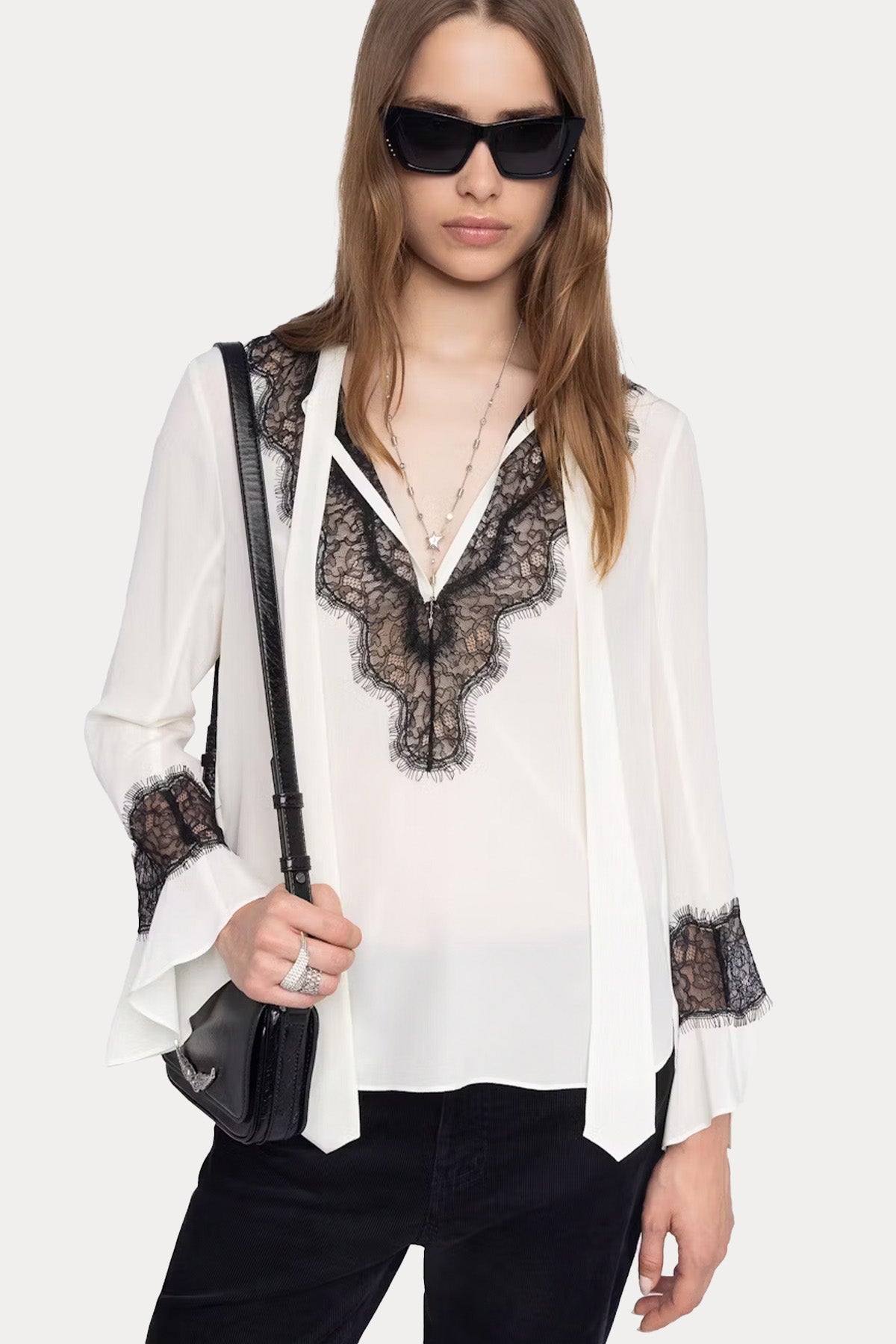 Zadig & Voltaire Comfort Fit V Yaka İpek Bluz