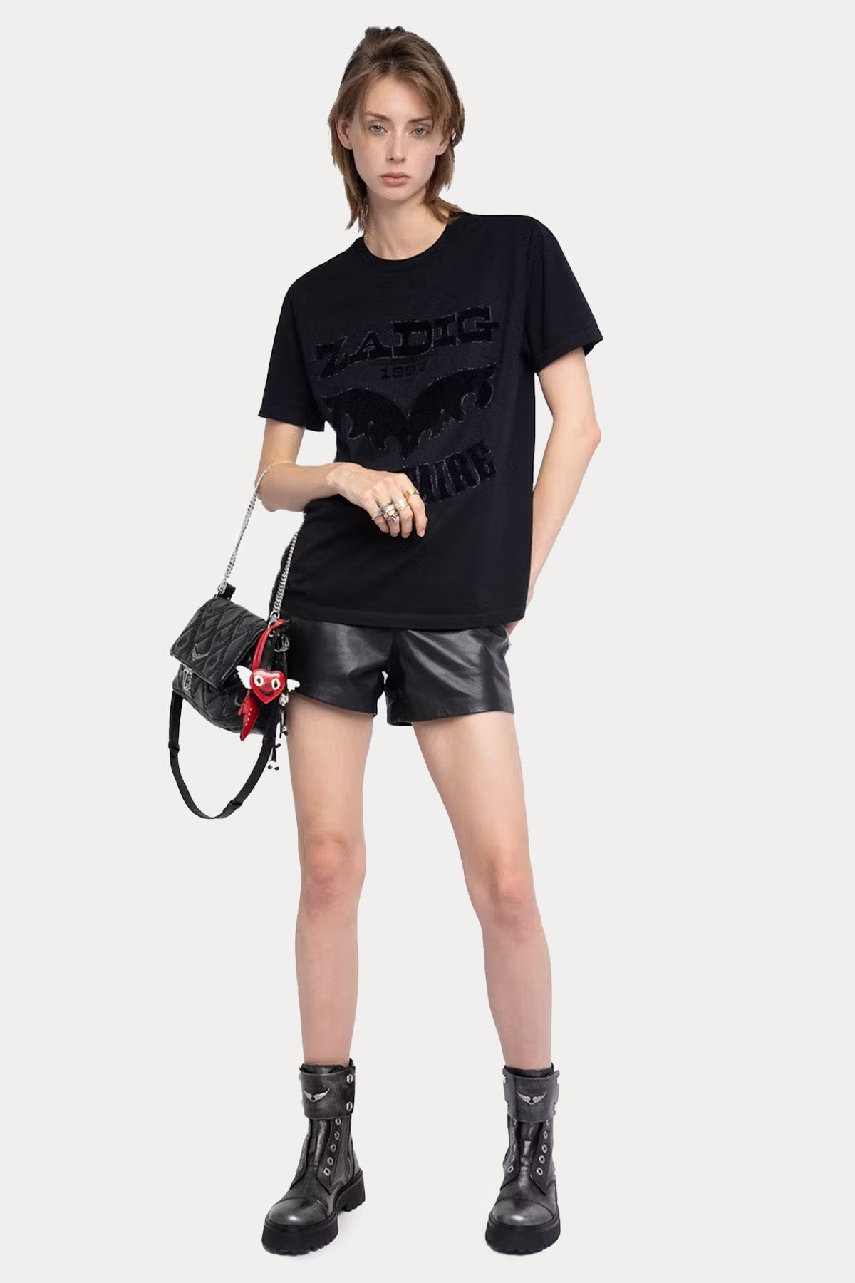 Zadig & Voltaire Regular Fit Parlak Taş Aksesuar Logolu T-shirt