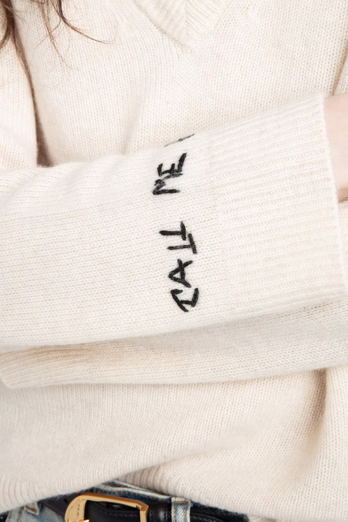 Zadig & Voltaire Comfort Fit V Yaka İnce Örgü Nakış Logolu Kaşmir Triko