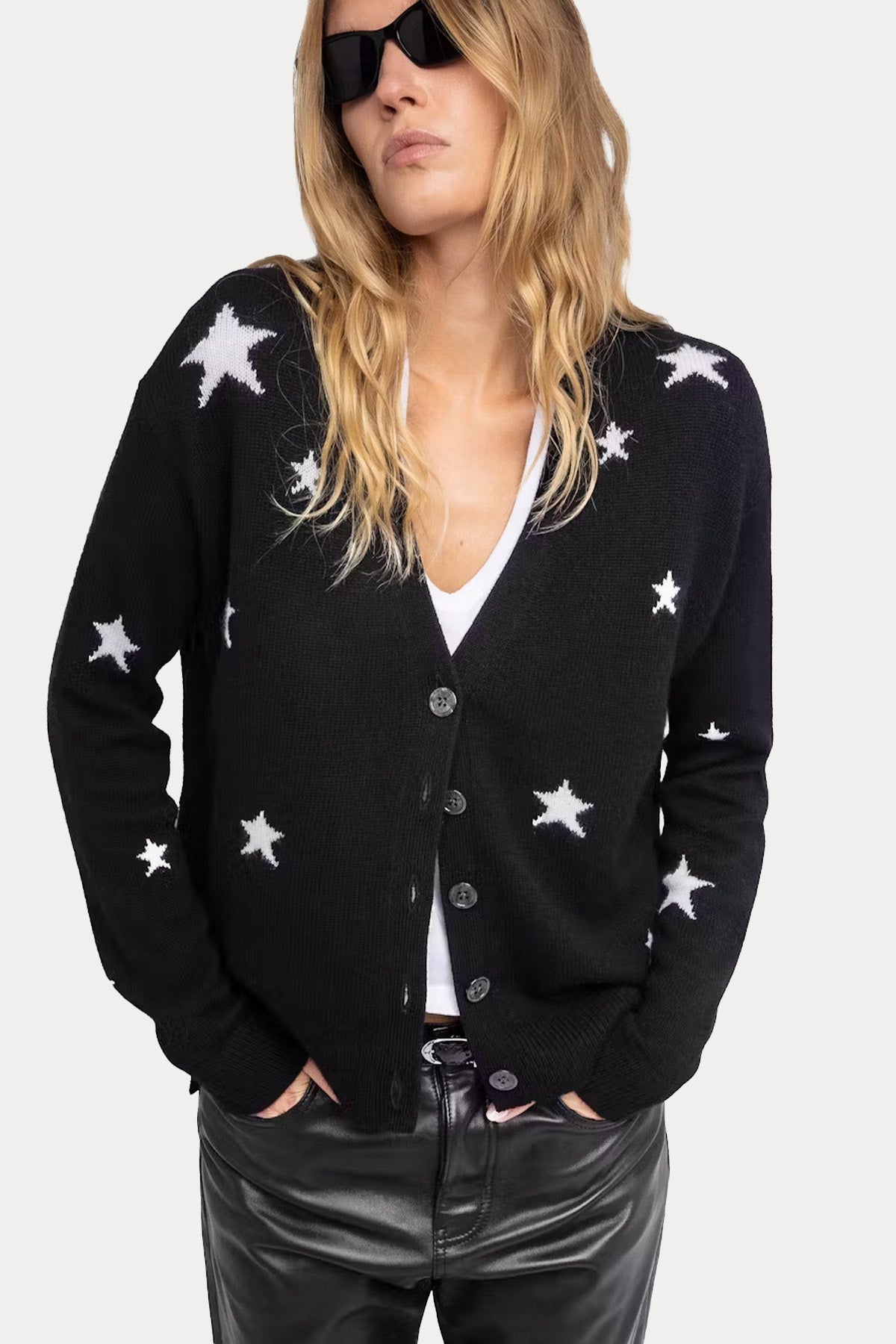 Zadig & Voltaire Comfort Fit Yıldız Logolu Kaşmir Triko Ceket