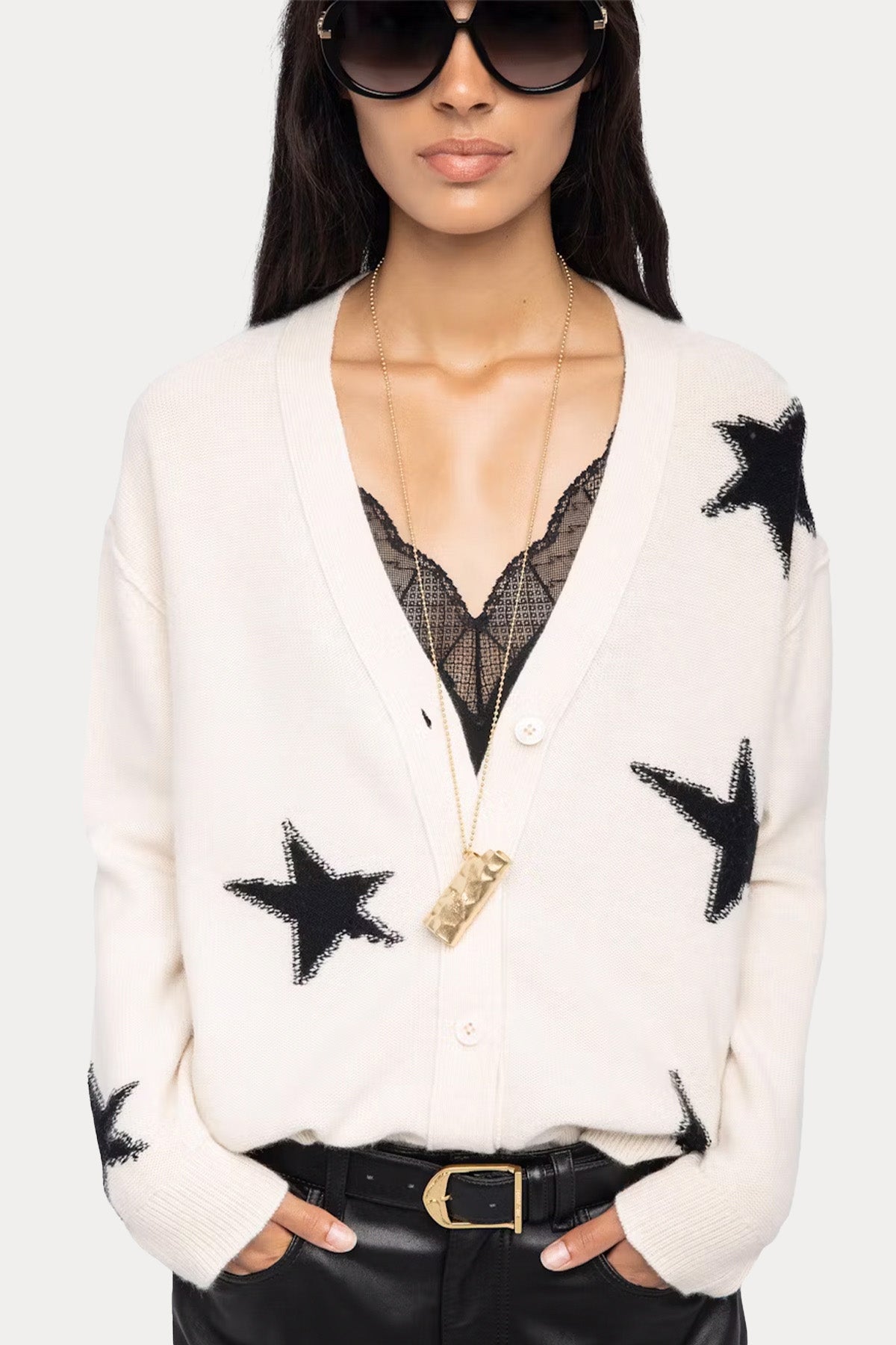 Zadig & Voltaire Comfort Fit Yıldız Logolu Kaşmir Triko Ceket