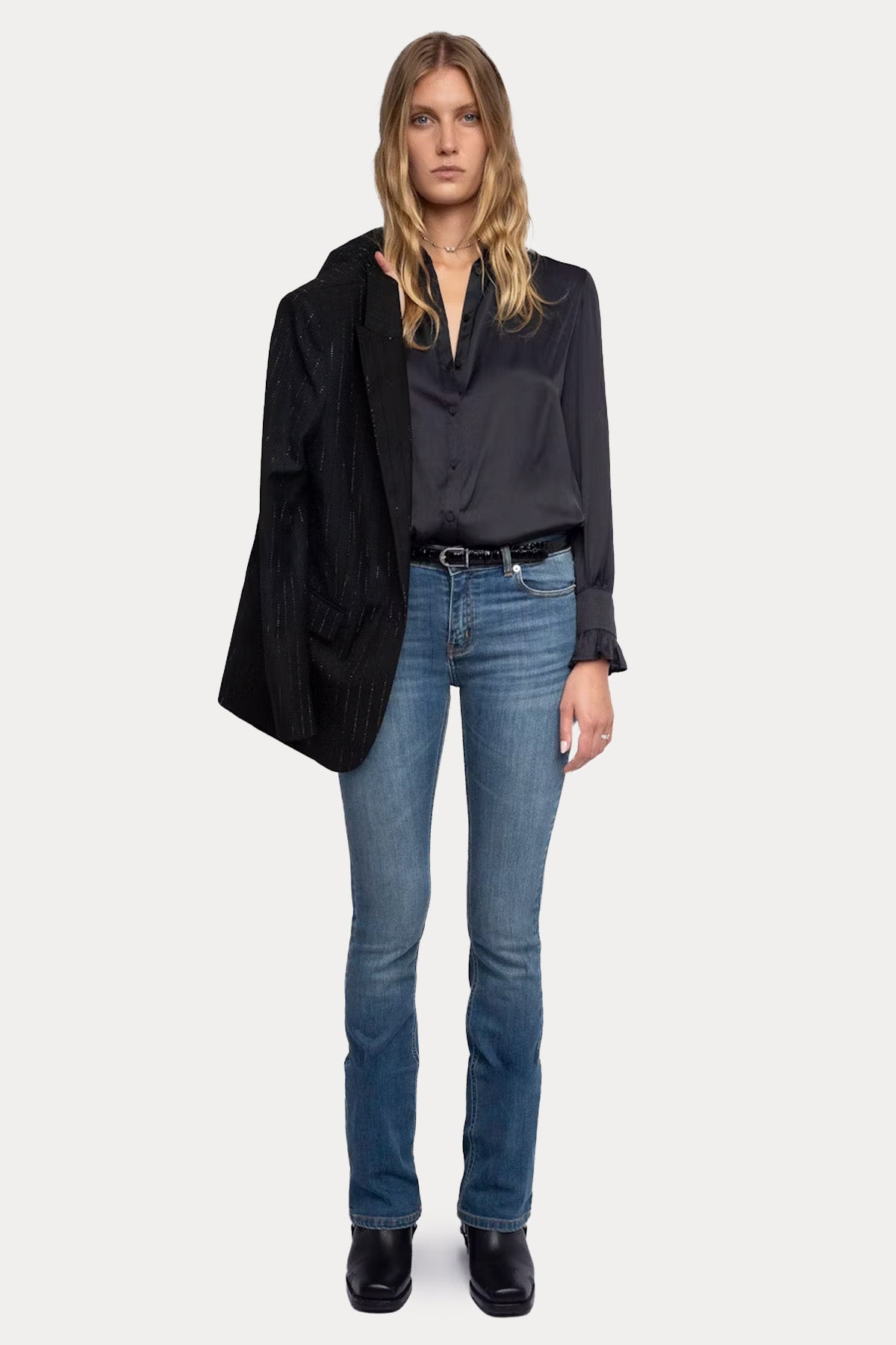 Zadig & Voltaire Regular Fit Klasik Yaka Saten Gömlek